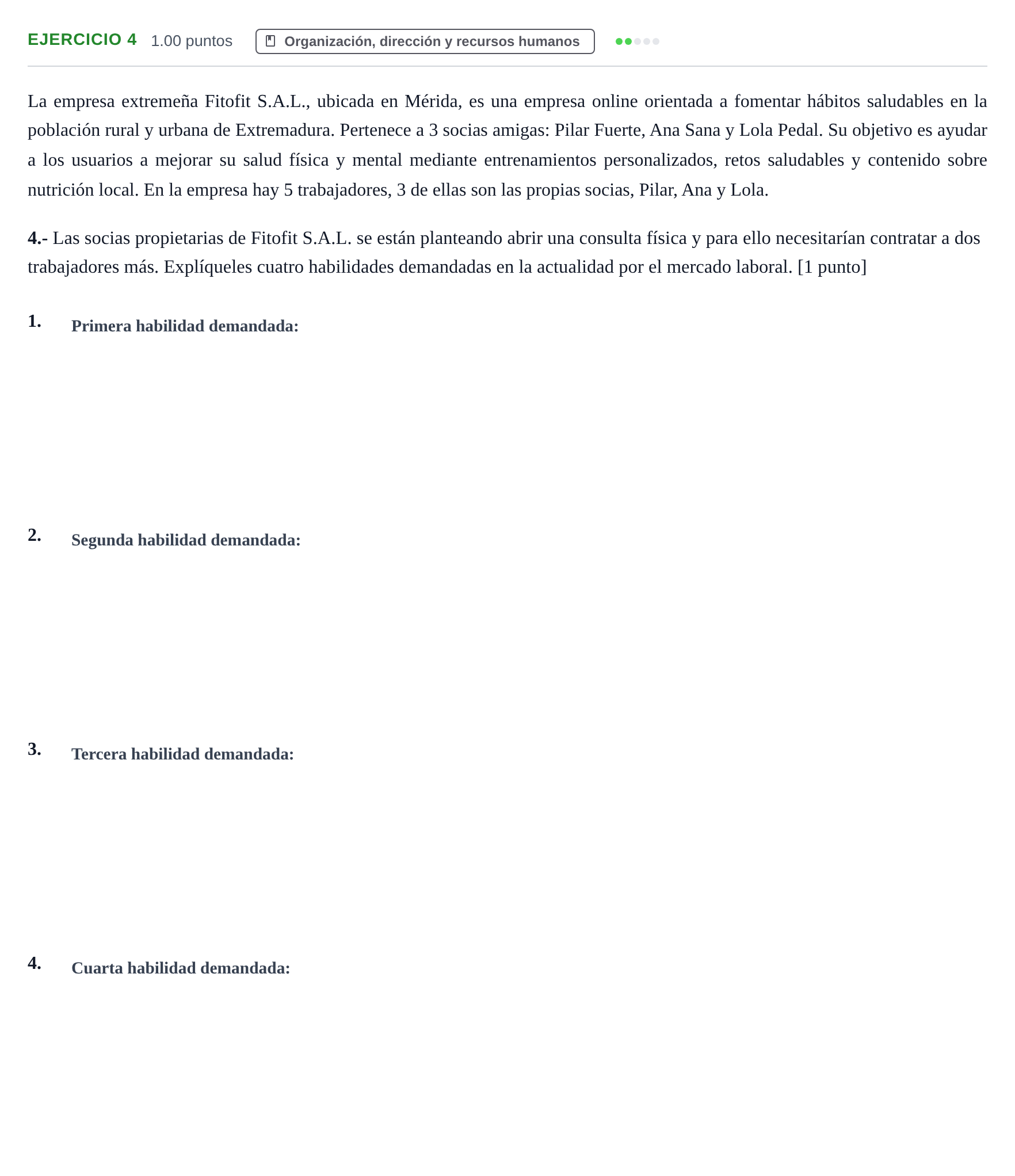 Enunciado: Problema 4 · Empresa y Diseño de Modelos de Negocio PAU Extremadura Ordinaria 2025