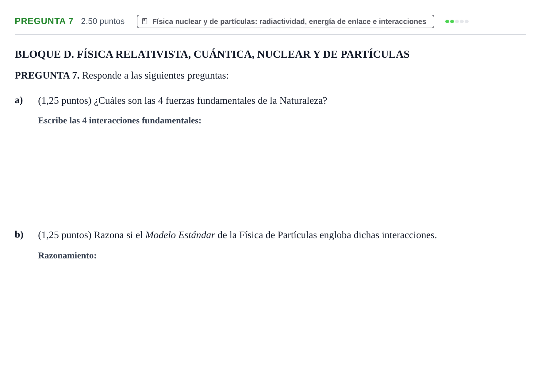 Enunciado: Pregunta 7 · Física PAU Extremadura Ordinaria 2025