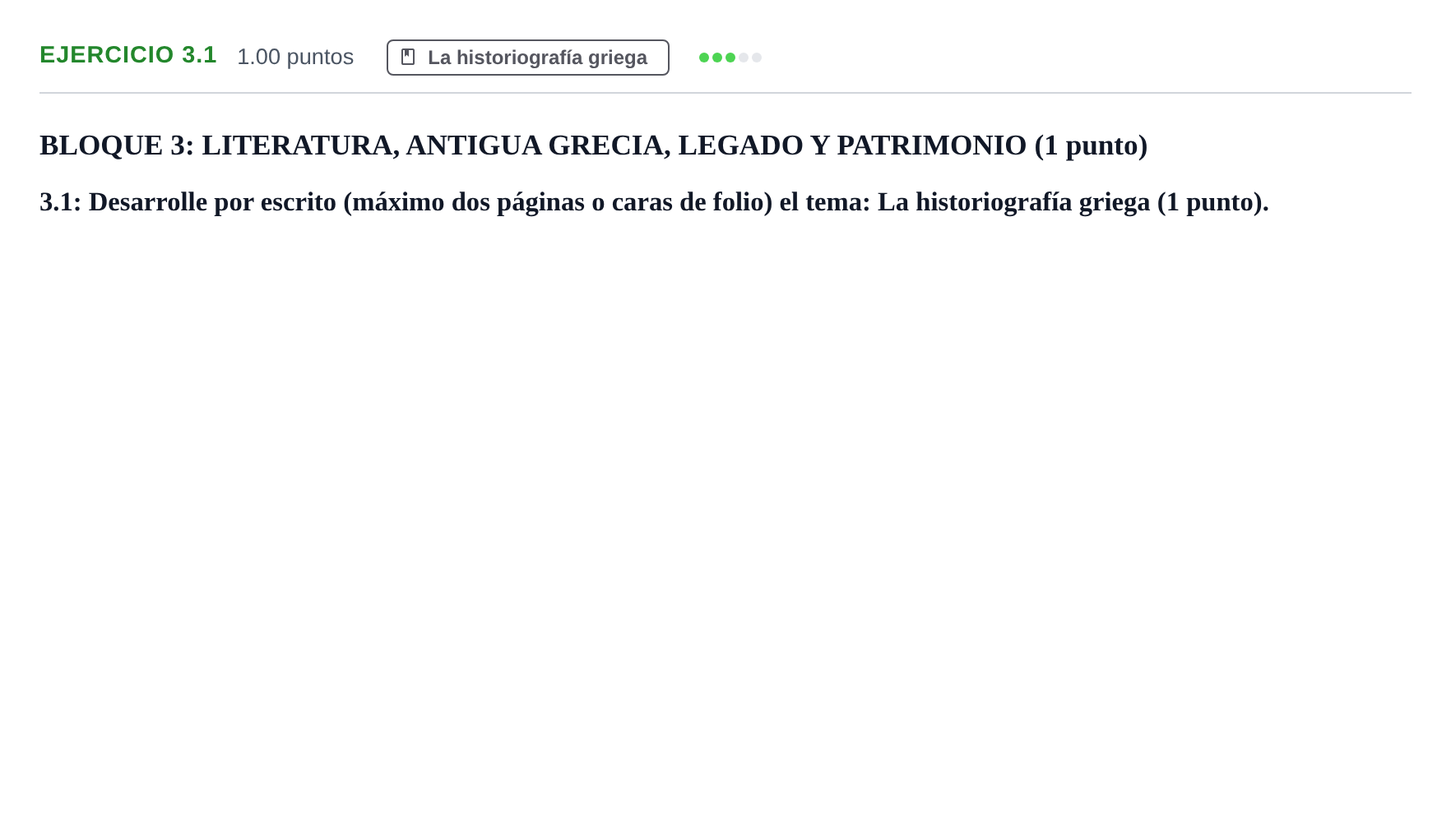Enunciado: Ejercicio 3.1 · Griego II PAU Extremadura Ordinaria 2025