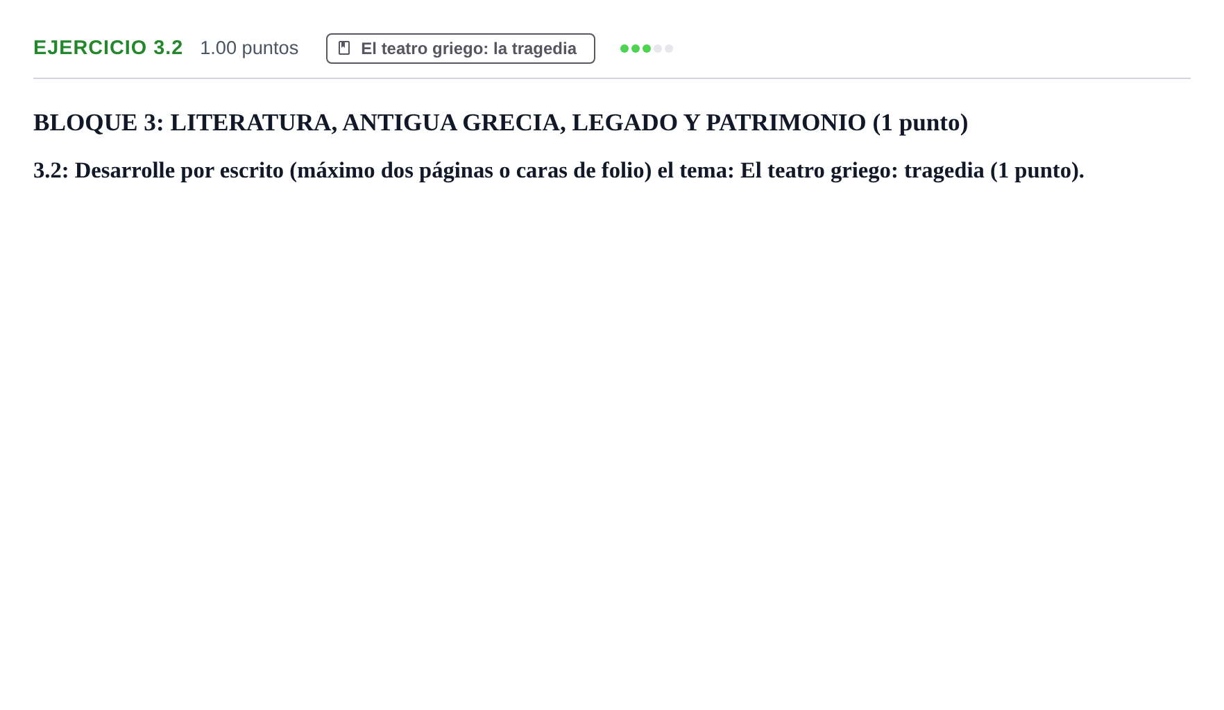 Enunciado: Ejercicio 3.2 · Griego II PAU Extremadura Ordinaria 2025
