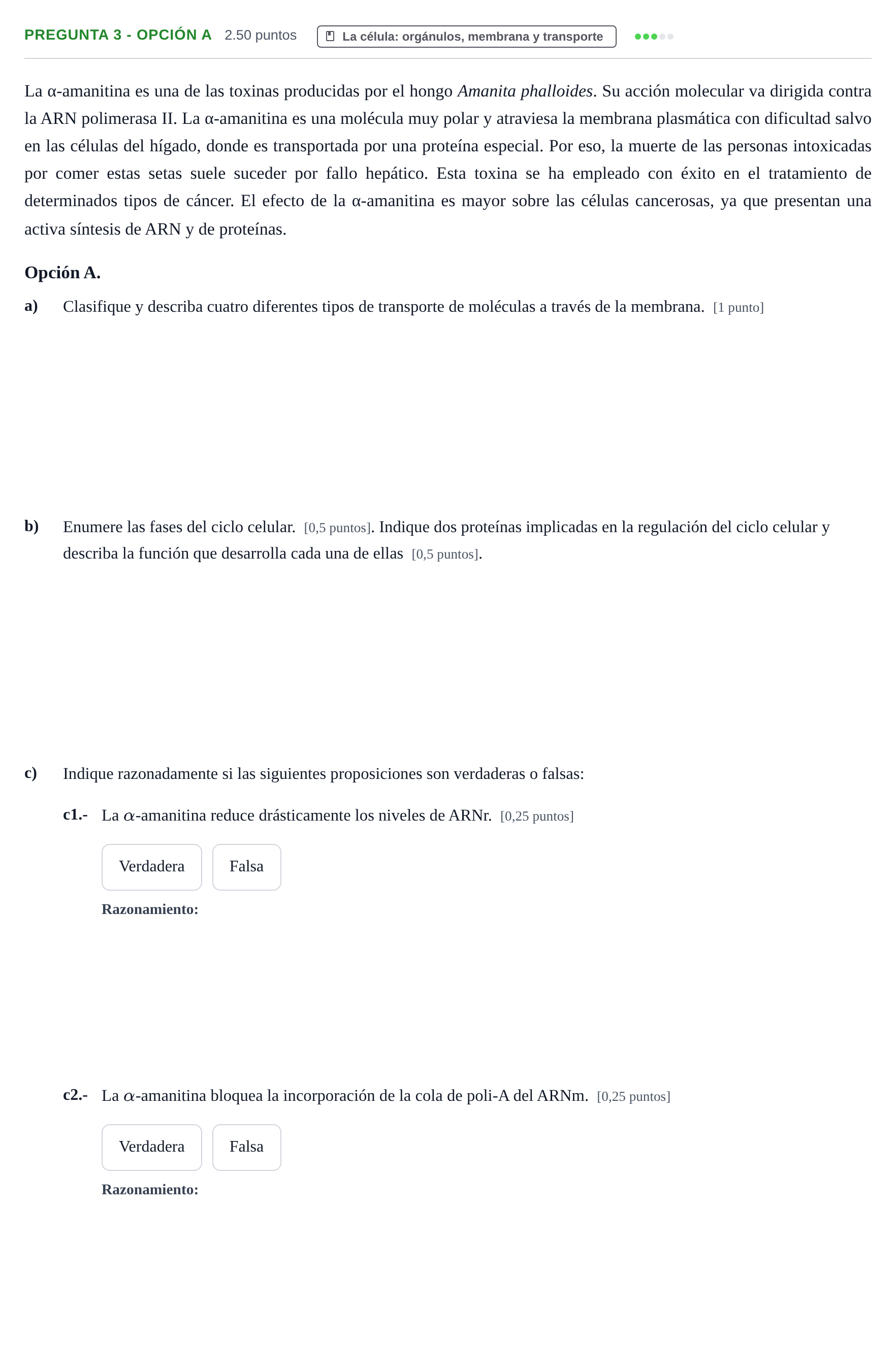 Enunciado: Pregunta 3 - Opción A · Biología PAU Extremadura Ordinaria 2025