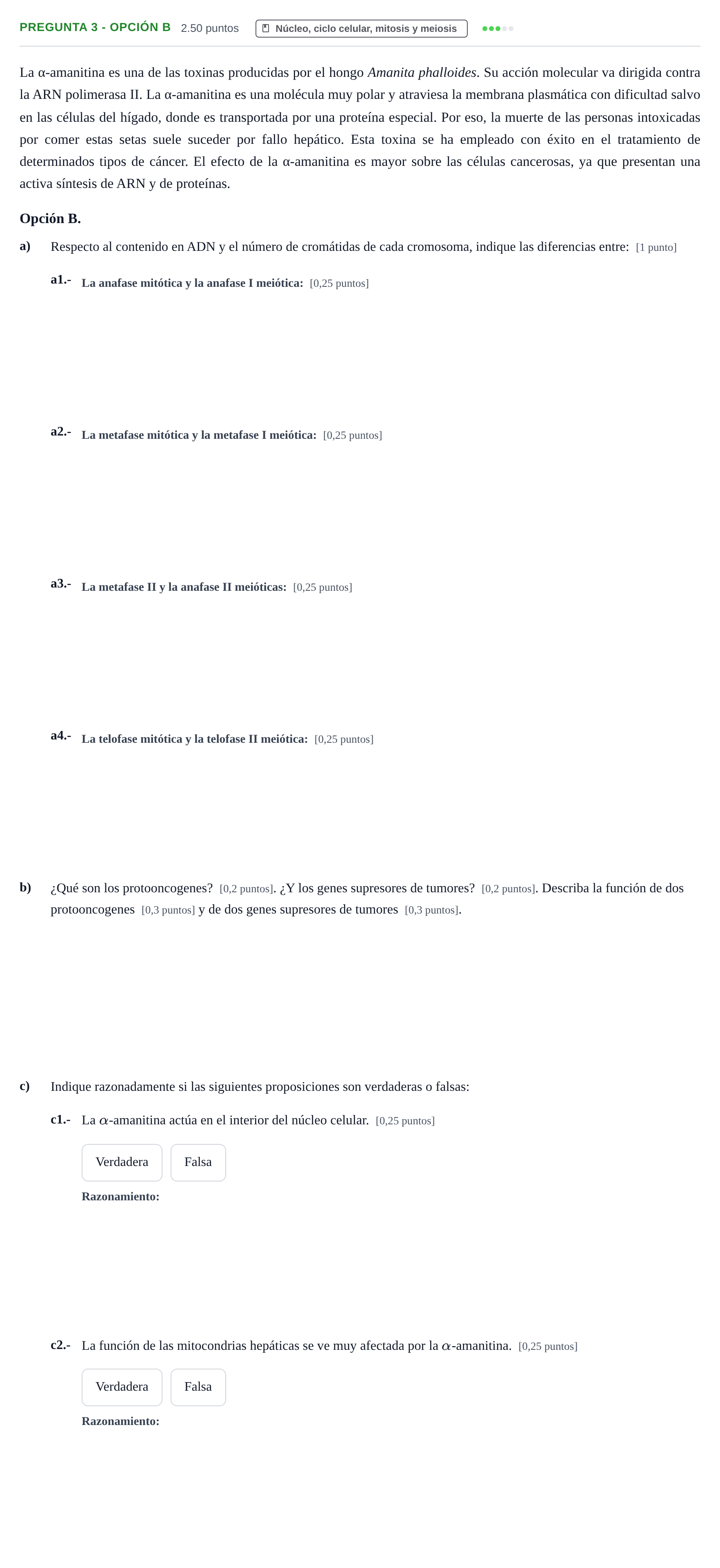 Enunciado: Pregunta 3 - Opción B · Biología PAU Extremadura Ordinaria 2025