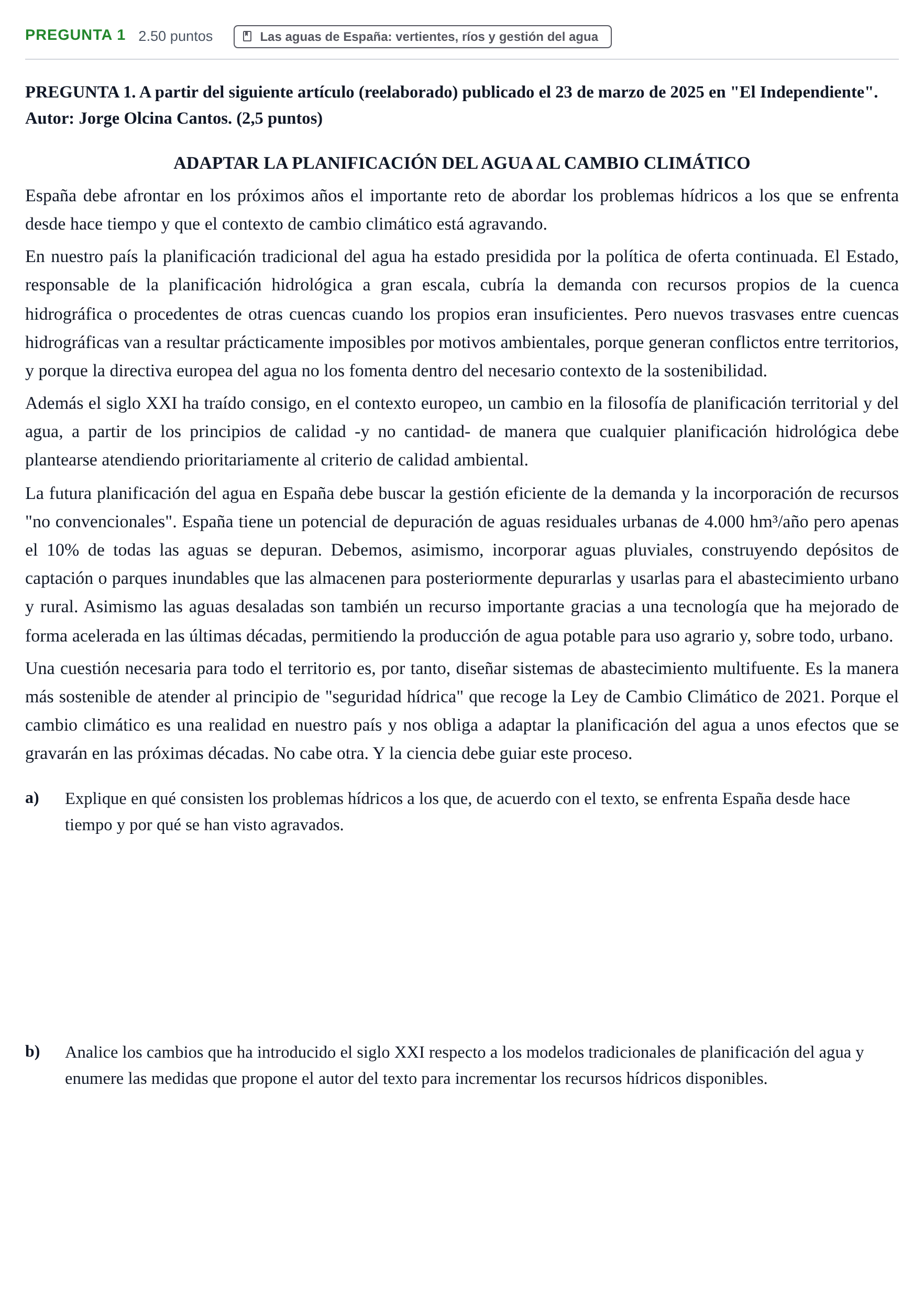Enunciado: Pregunta 1 · Geografía PAU Extremadura Ordinaria 2025