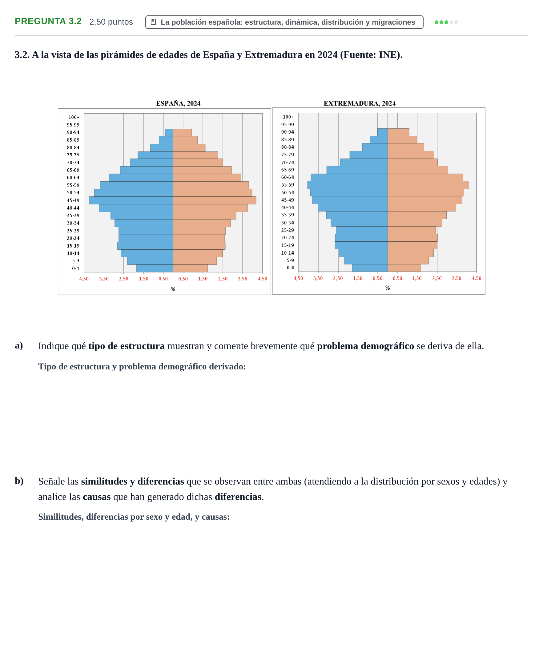 Enunciado: Pregunta 3.2 · Geografía PAU Extremadura Ordinaria 2025