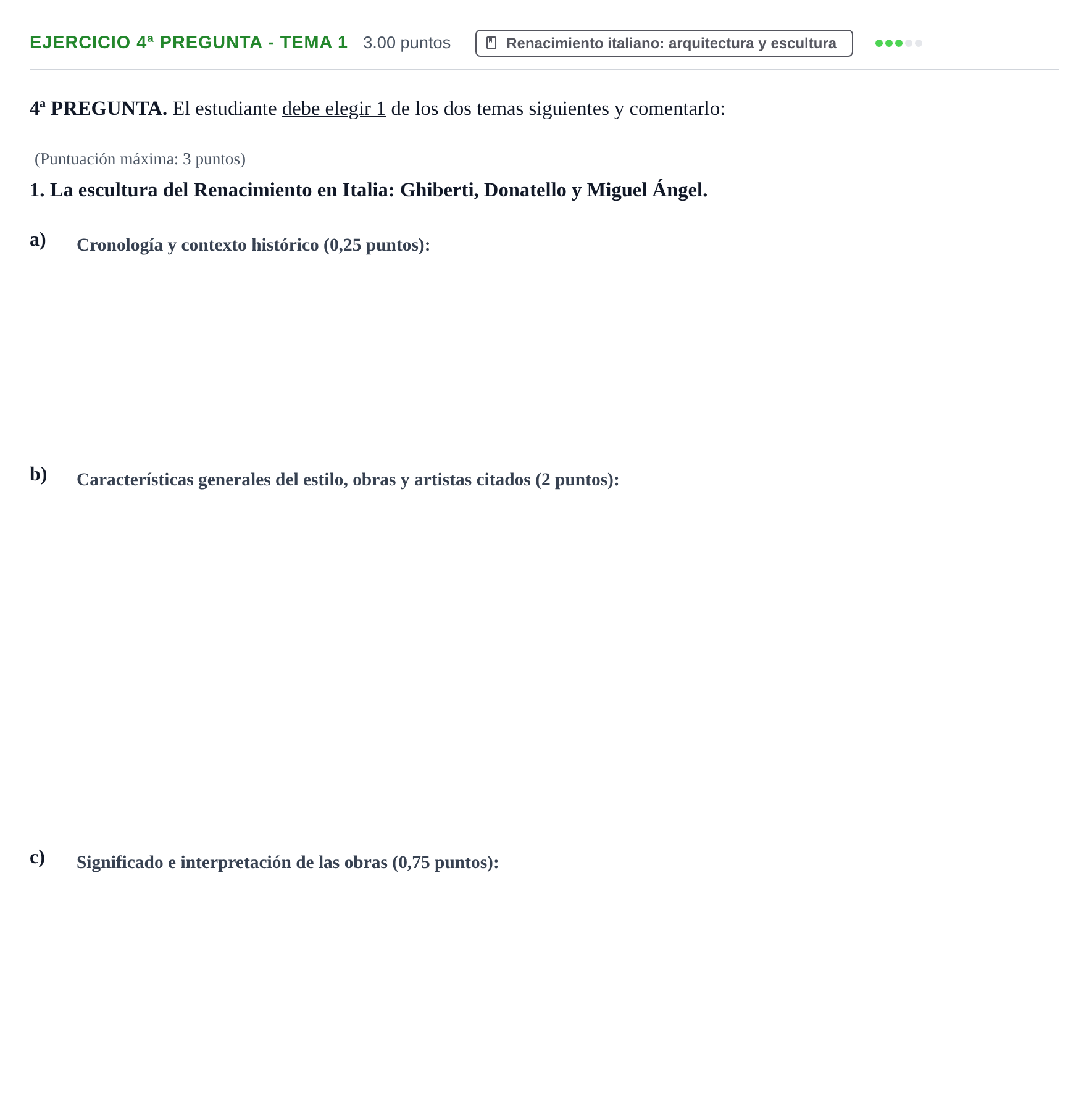 Enunciado: Ejercicio 4ª Pregunta - Tema 1 · Historia del Arte PAU Extremadura Ordinaria 2025