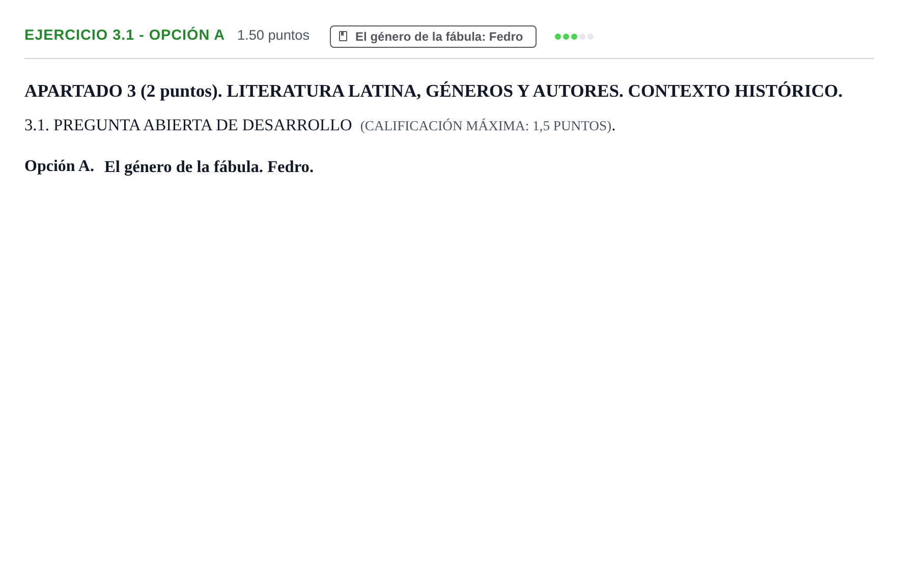 Enunciado: Ejercicio 3.1 - Opción A · Latín II PAU Extremadura Ordinaria 2025