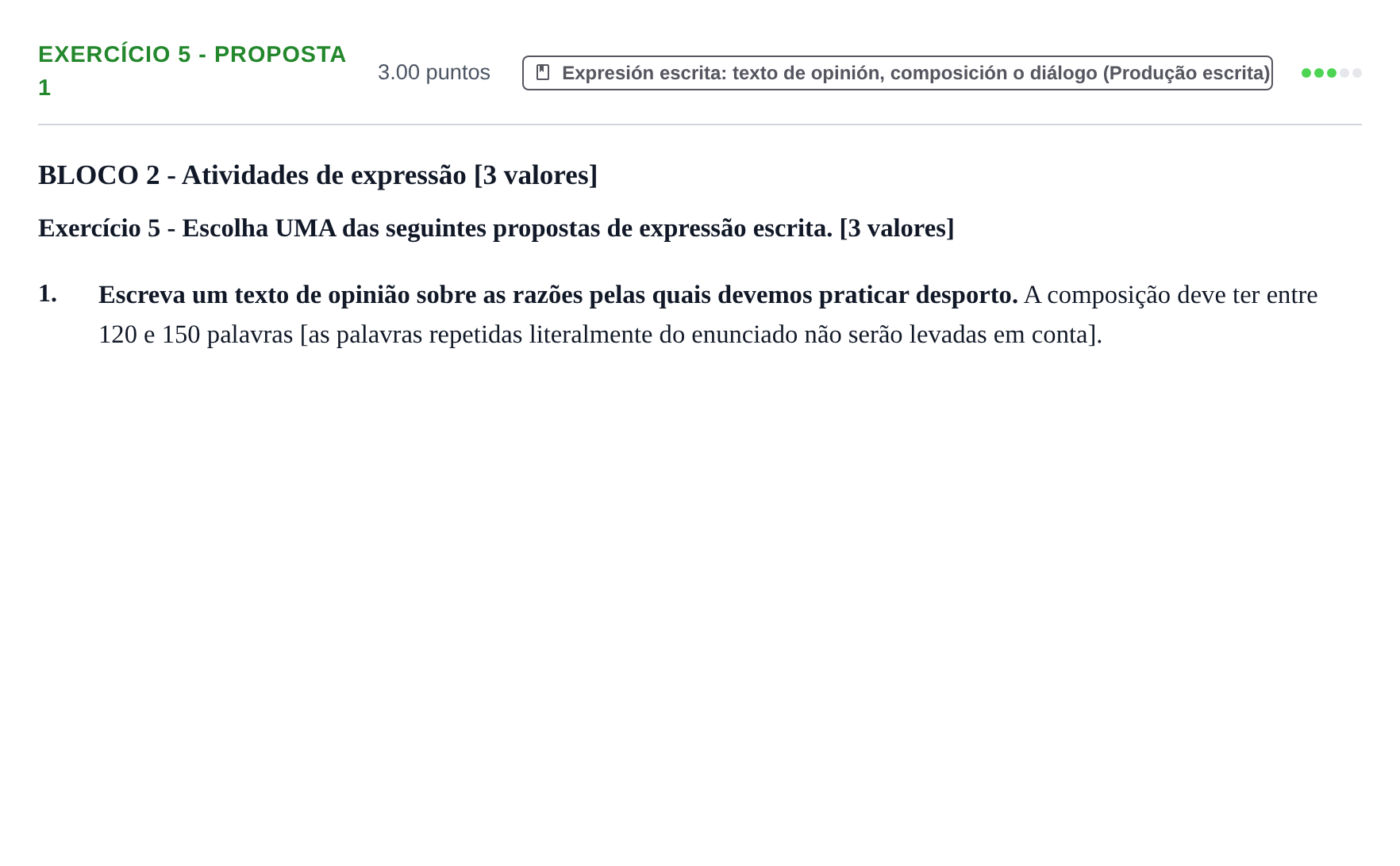 Enunciado: Ejercicio Exercício 5 - Proposta 1 · Portugués PAU Extremadura Ordinaria 2025