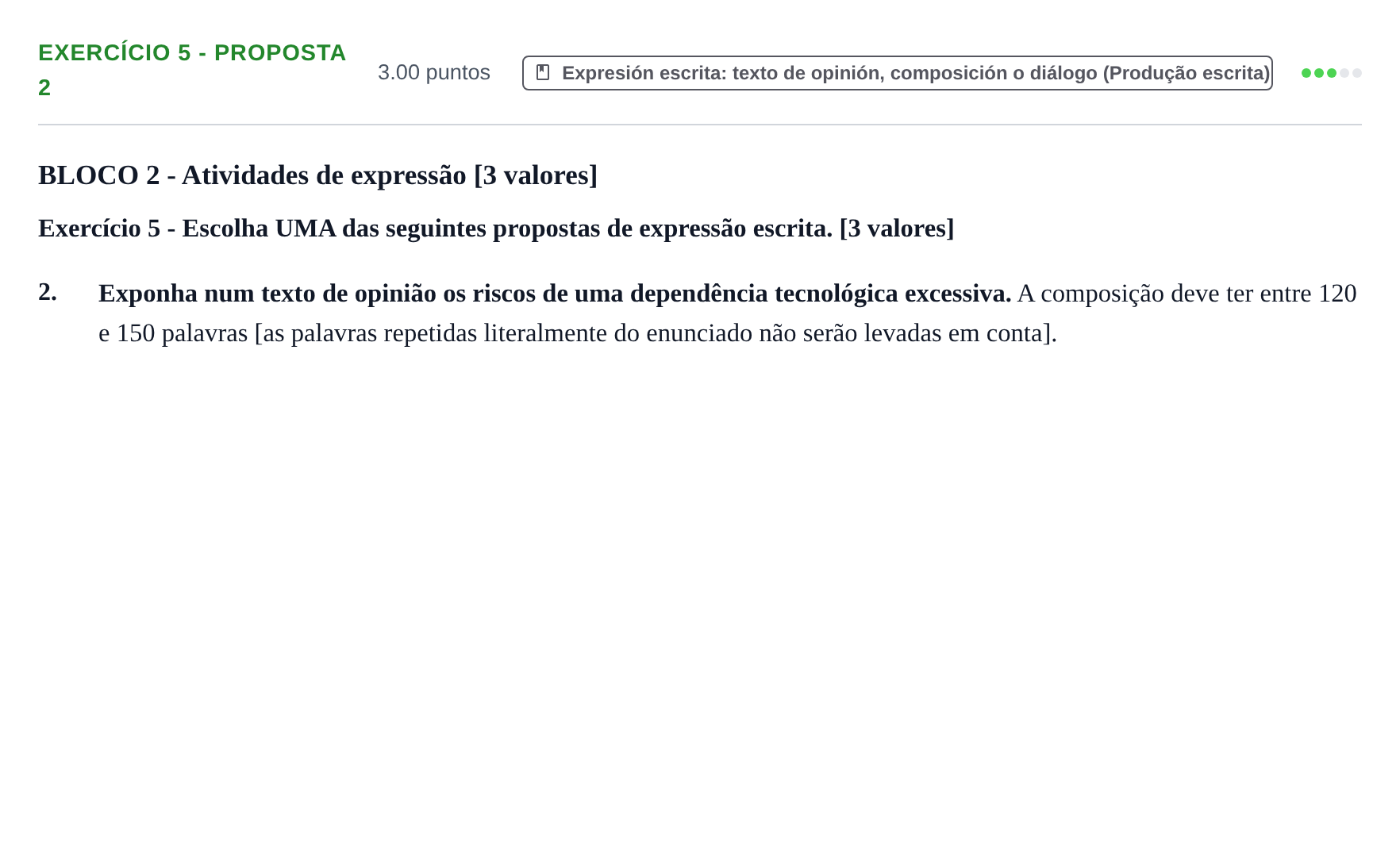 Enunciado: Ejercicio Exercício 5 - Proposta 2 · Portugués PAU Extremadura Ordinaria 2025