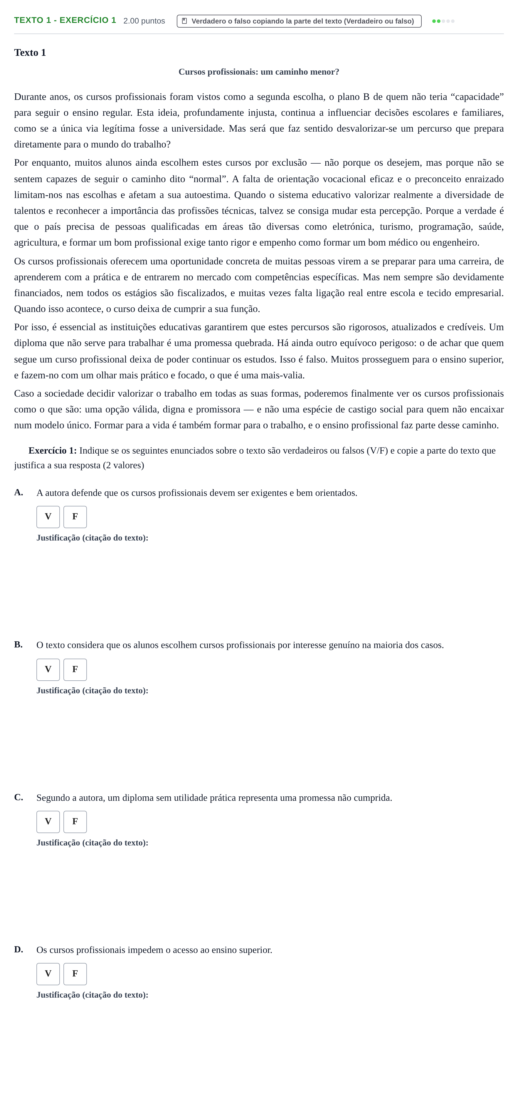 Enunciado: Ejercicio Texto 1 - Exercício 1 · Portugués PAU Extremadura Ordinaria 2025
