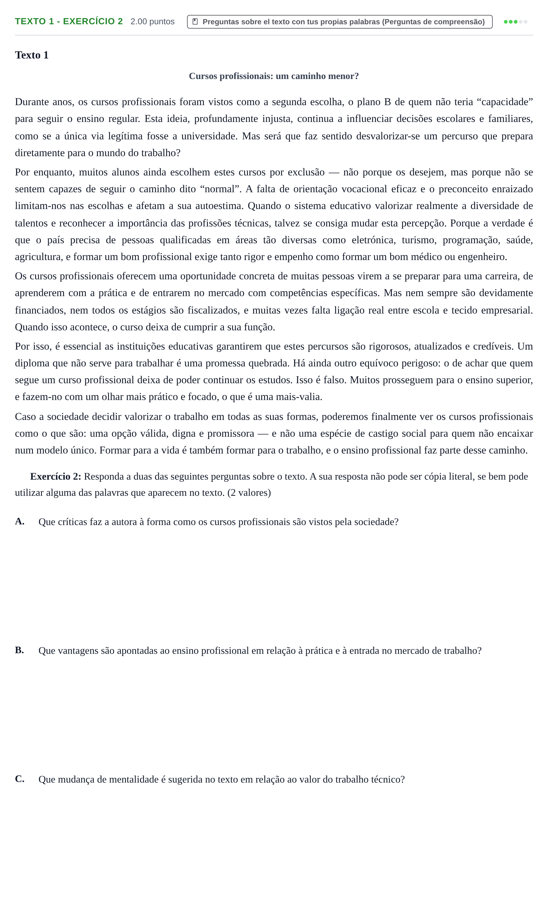 Enunciado: Ejercicio Texto 1 - Exercício 2 · Portugués PAU Extremadura Ordinaria 2025