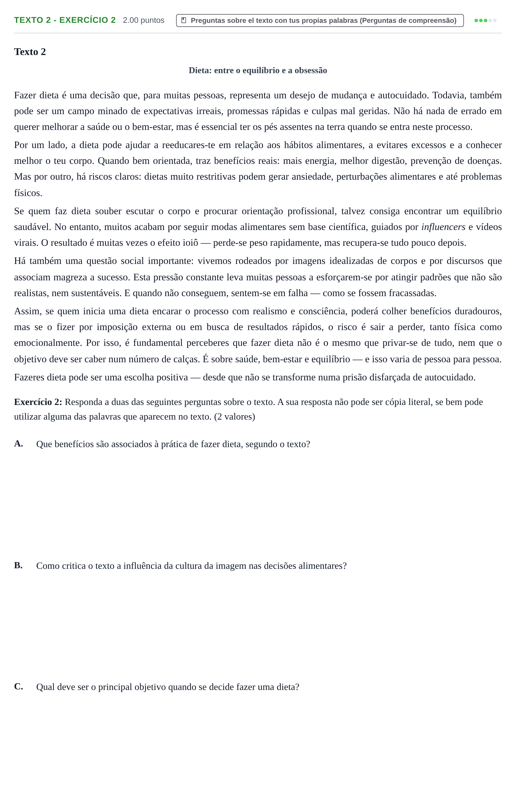 Enunciado: Ejercicio Texto 2 - Exercício 2 · Portugués PAU Extremadura Ordinaria 2025