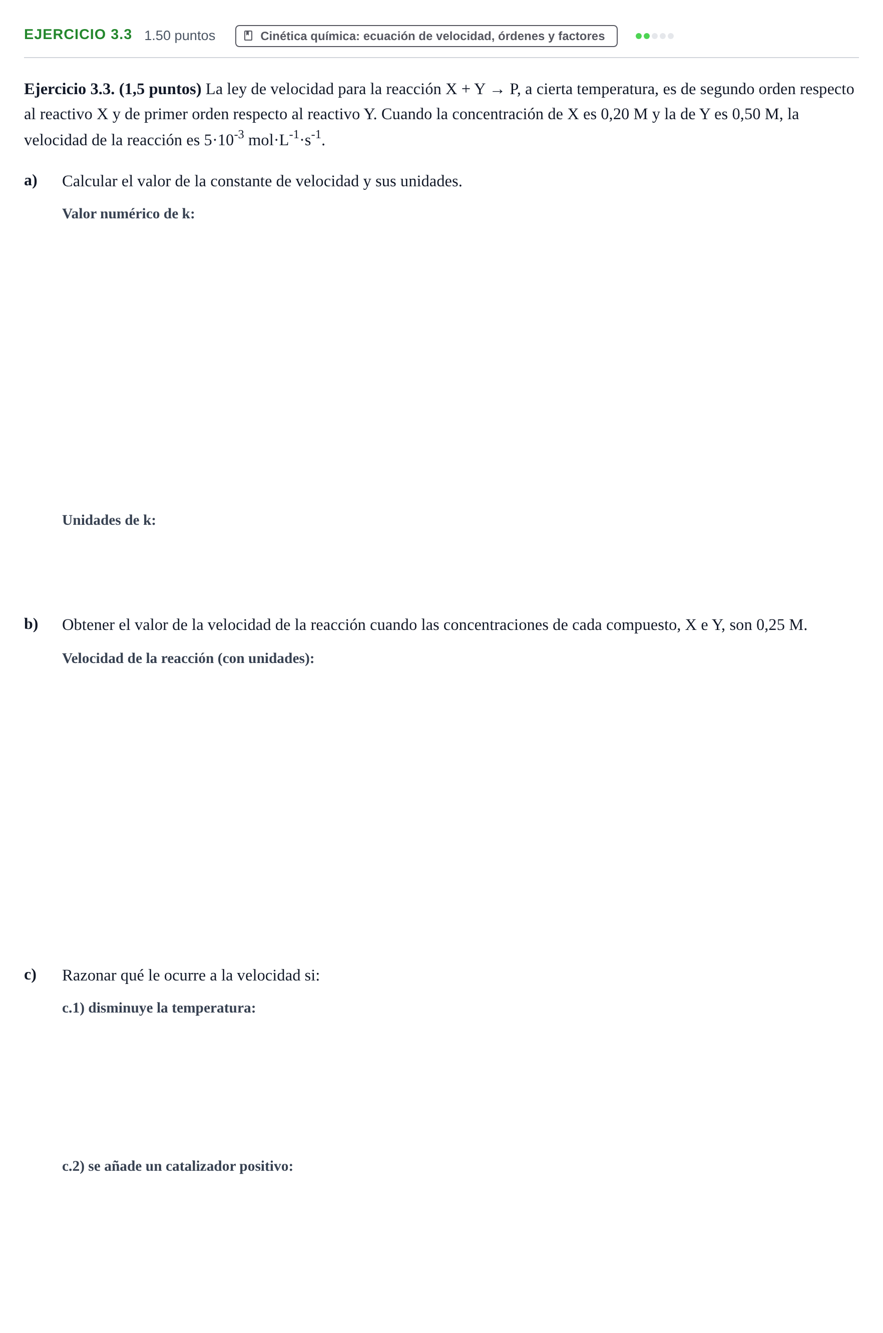 Enunciado: Ejercicio 3.3 · Química PAU Extremadura Ordinaria 2025