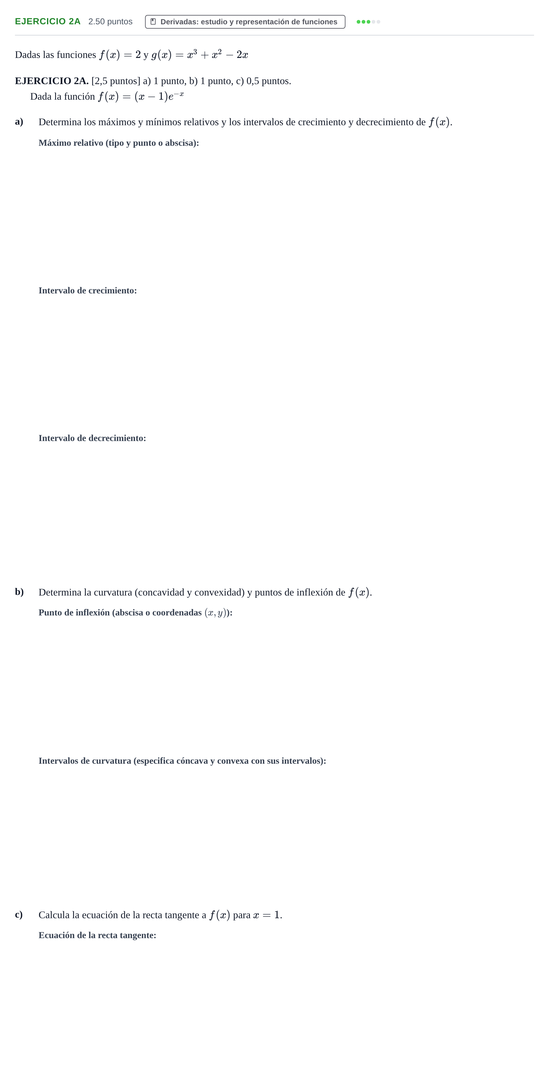 Enunciado: Ejercicio 2A · Matemáticas II PAU Extremadura Ordinaria 2025