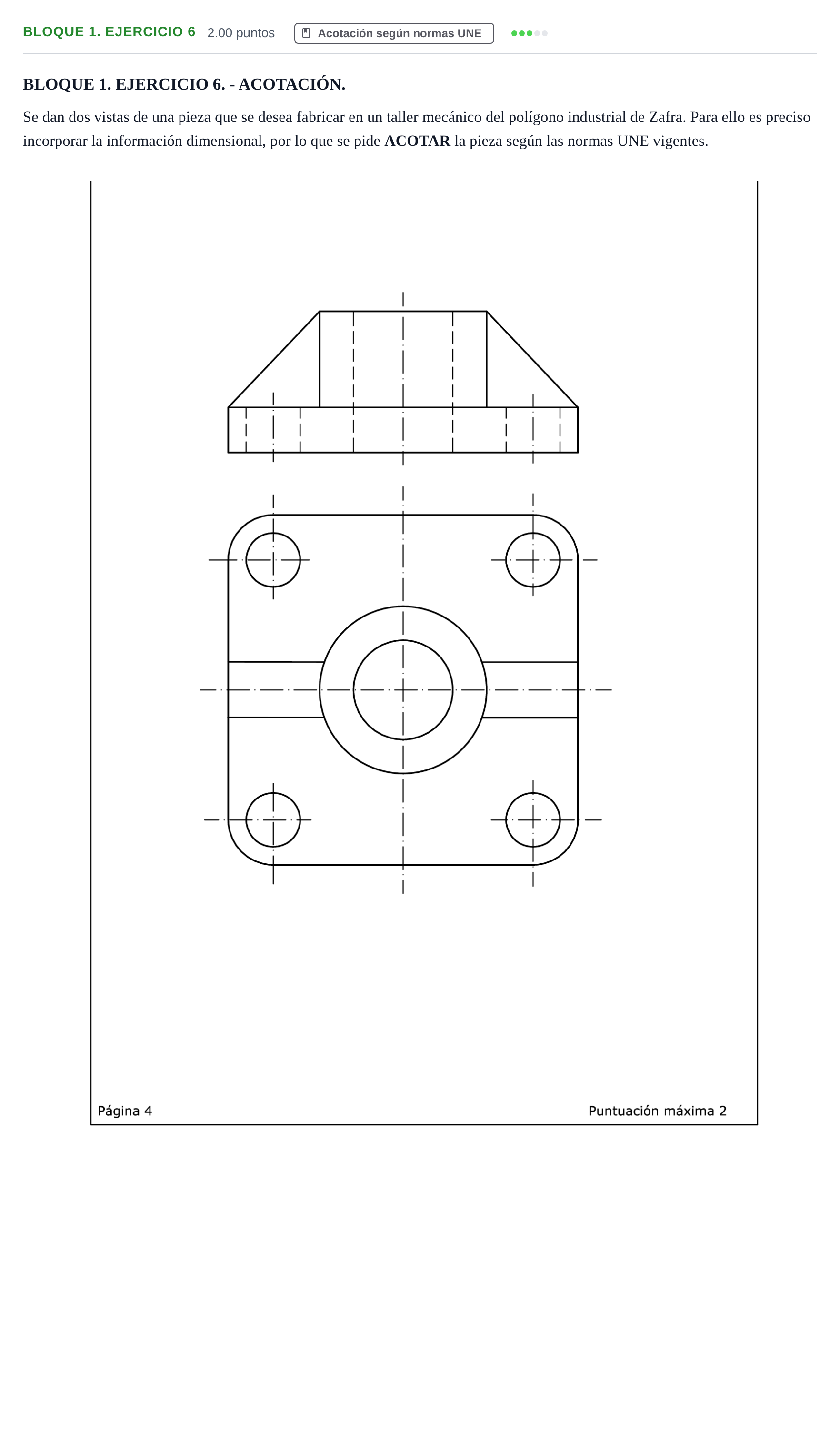 Enunciado: Bloque 1. Ejercicio 6 · Dibujo técnico II PAU Extremadura Extraordinaria 2025
