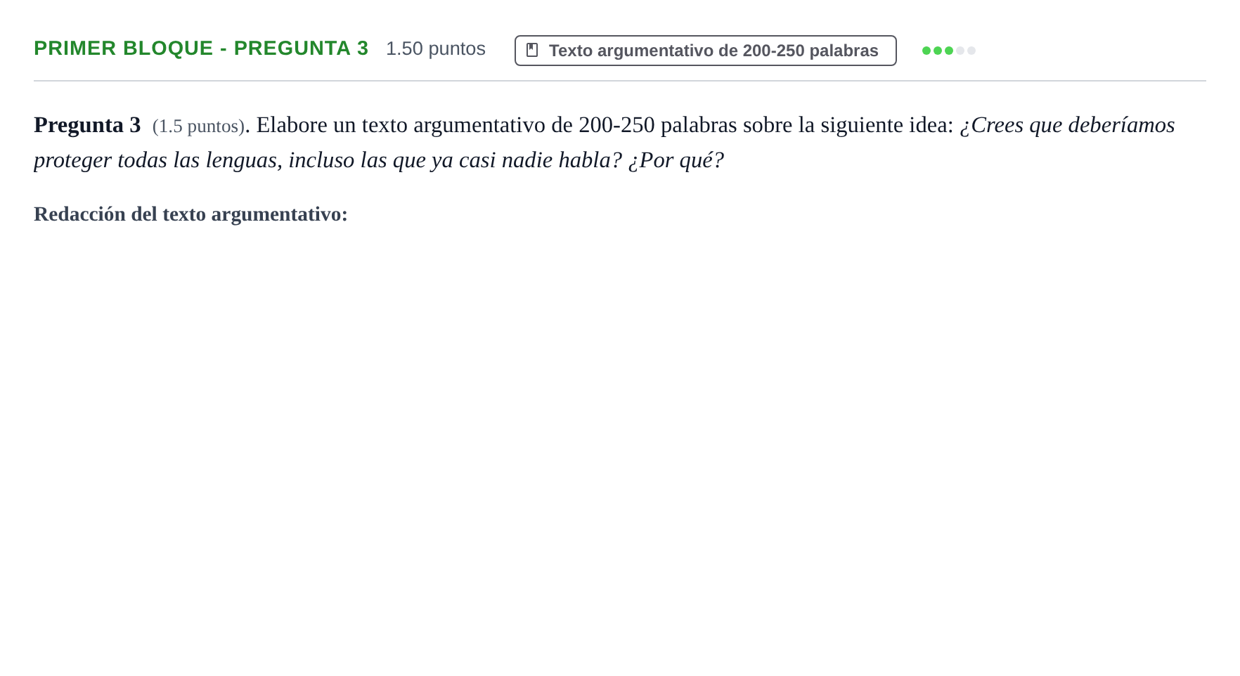 Enunciado: Ejercicio Primer Bloque - Pregunta 3 · Lengua Castellana y Literatura II PAU Extremadura Extraordinaria 2025
