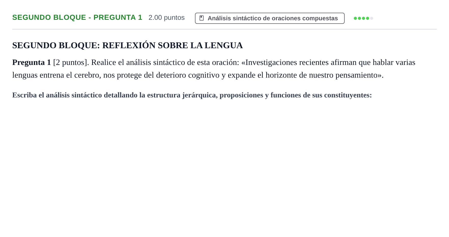 Enunciado: Ejercicio Segundo Bloque - Pregunta 1 · Lengua Castellana y Literatura II PAU Extremadura Extraordinaria 2025