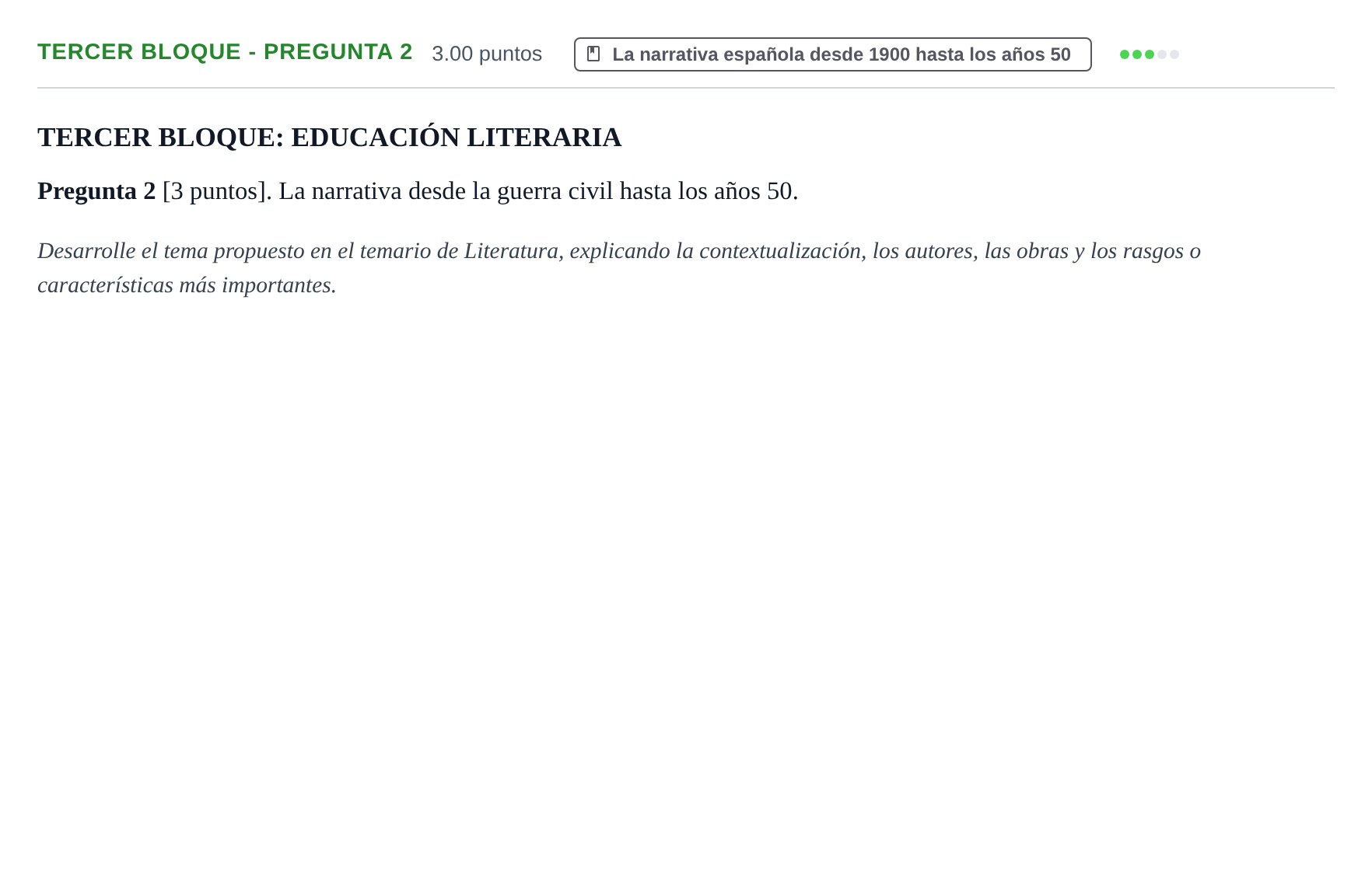 Enunciado: Ejercicio Tercer Bloque - Pregunta 2 · Lengua Castellana y Literatura II PAU Extremadura Extraordinaria 2025