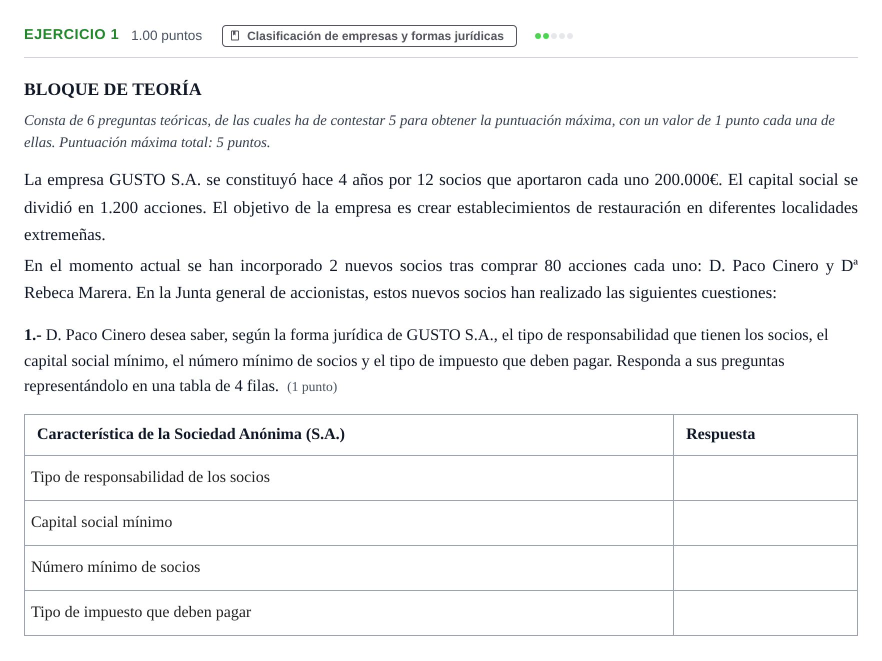 Enunciado: Problema 1 · Empresa y Diseño de Modelos de Negocio PAU Extremadura Extraordinaria 2025