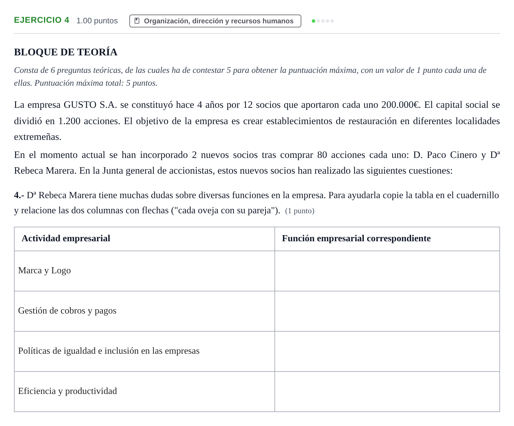 Enunciado: Problema 4 · Empresa y Diseño de Modelos de Negocio PAU Extremadura Extraordinaria 2025