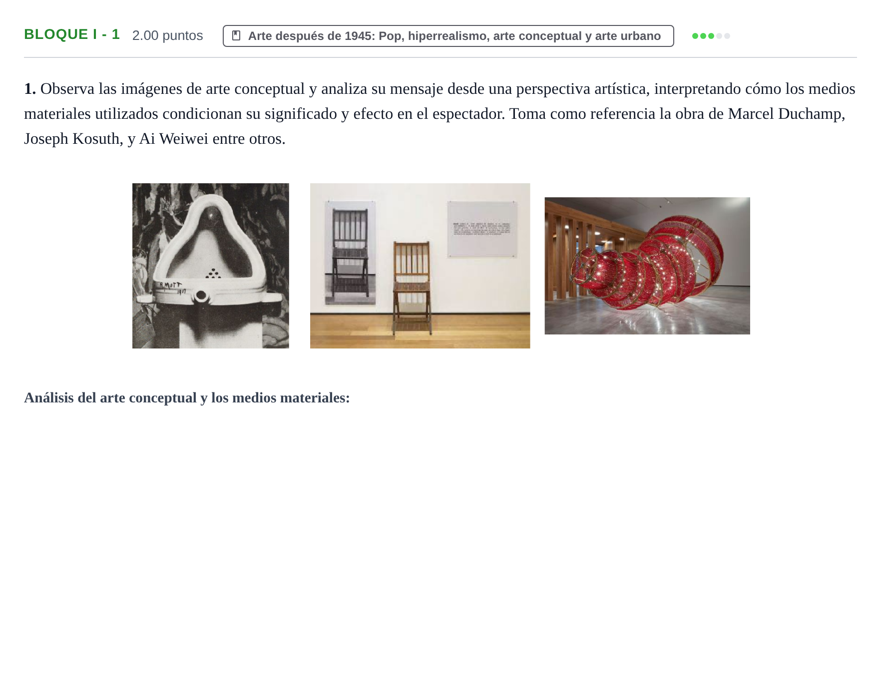 Enunciado: BLOQUE I - 1 · Fundamentos Artísticos PAU Extremadura Extraordinaria 2025