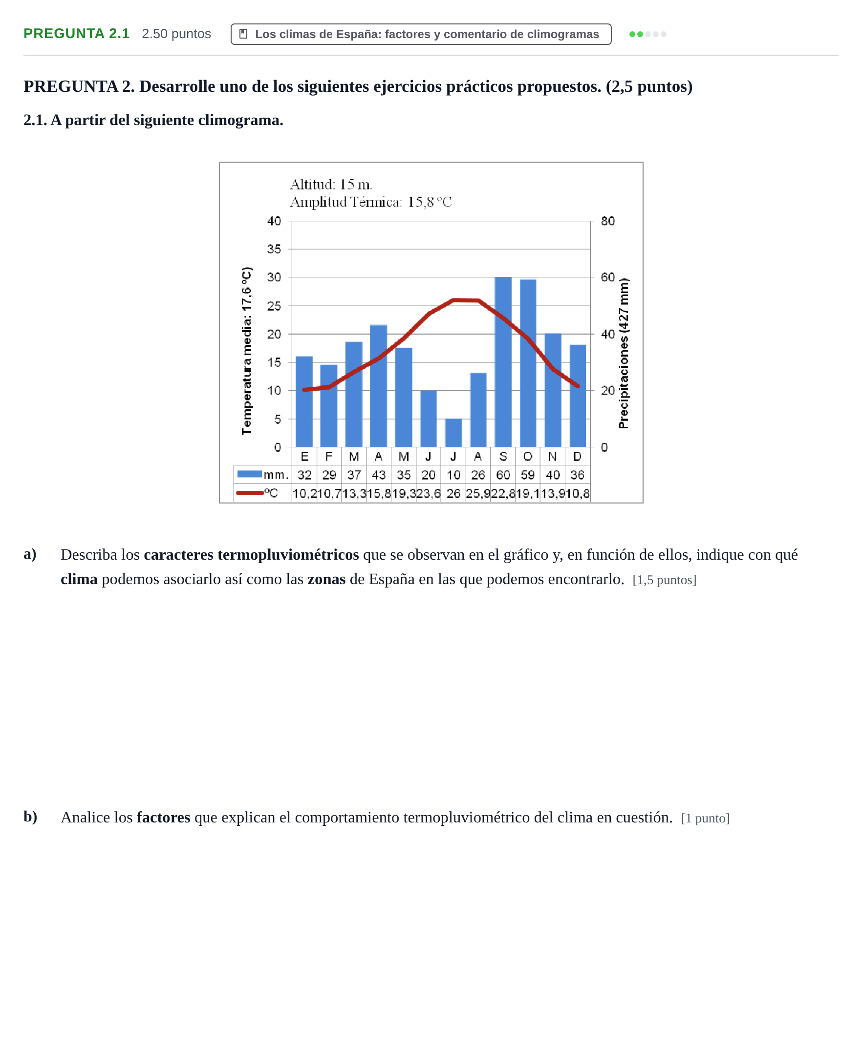 Enunciado: Pregunta 2.1 · Geografía PAU Extremadura Extraordinaria 2025