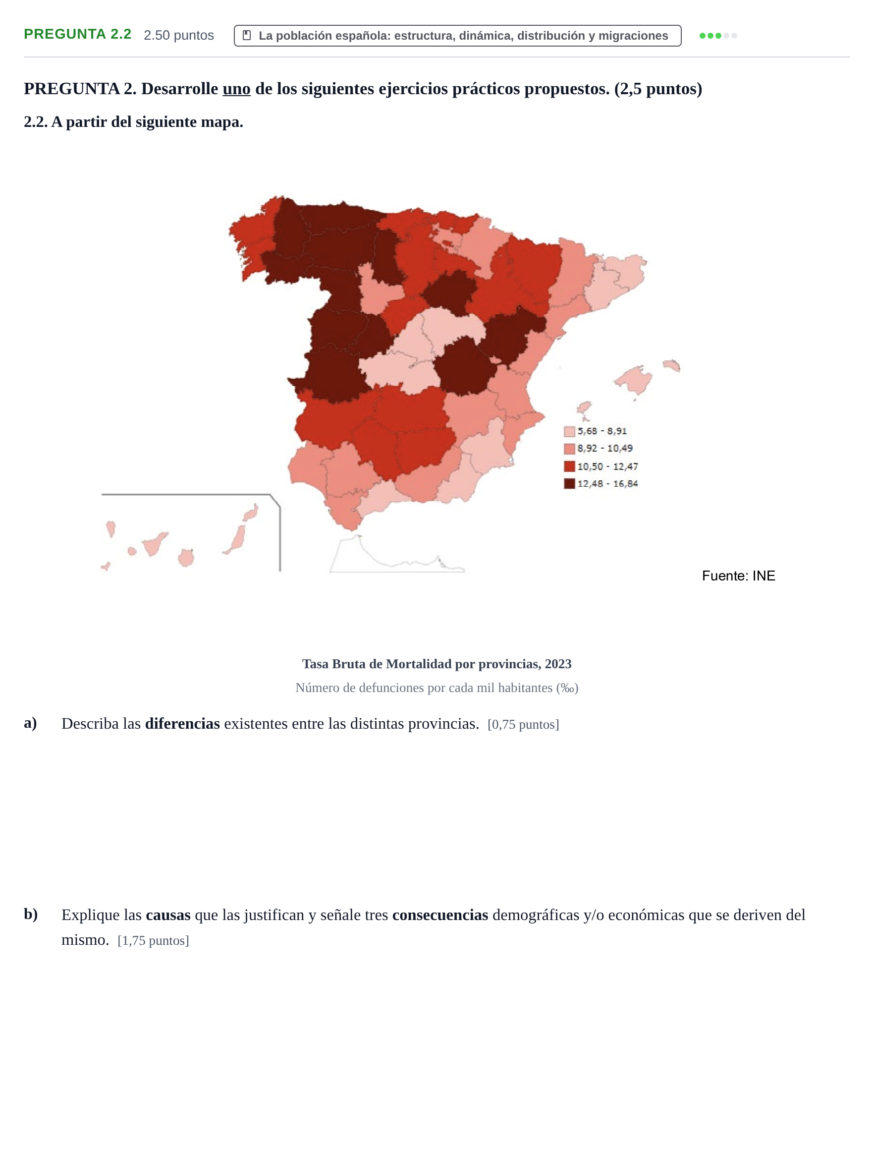 Enunciado: Pregunta 2.2 · Geografía PAU Extremadura Extraordinaria 2025