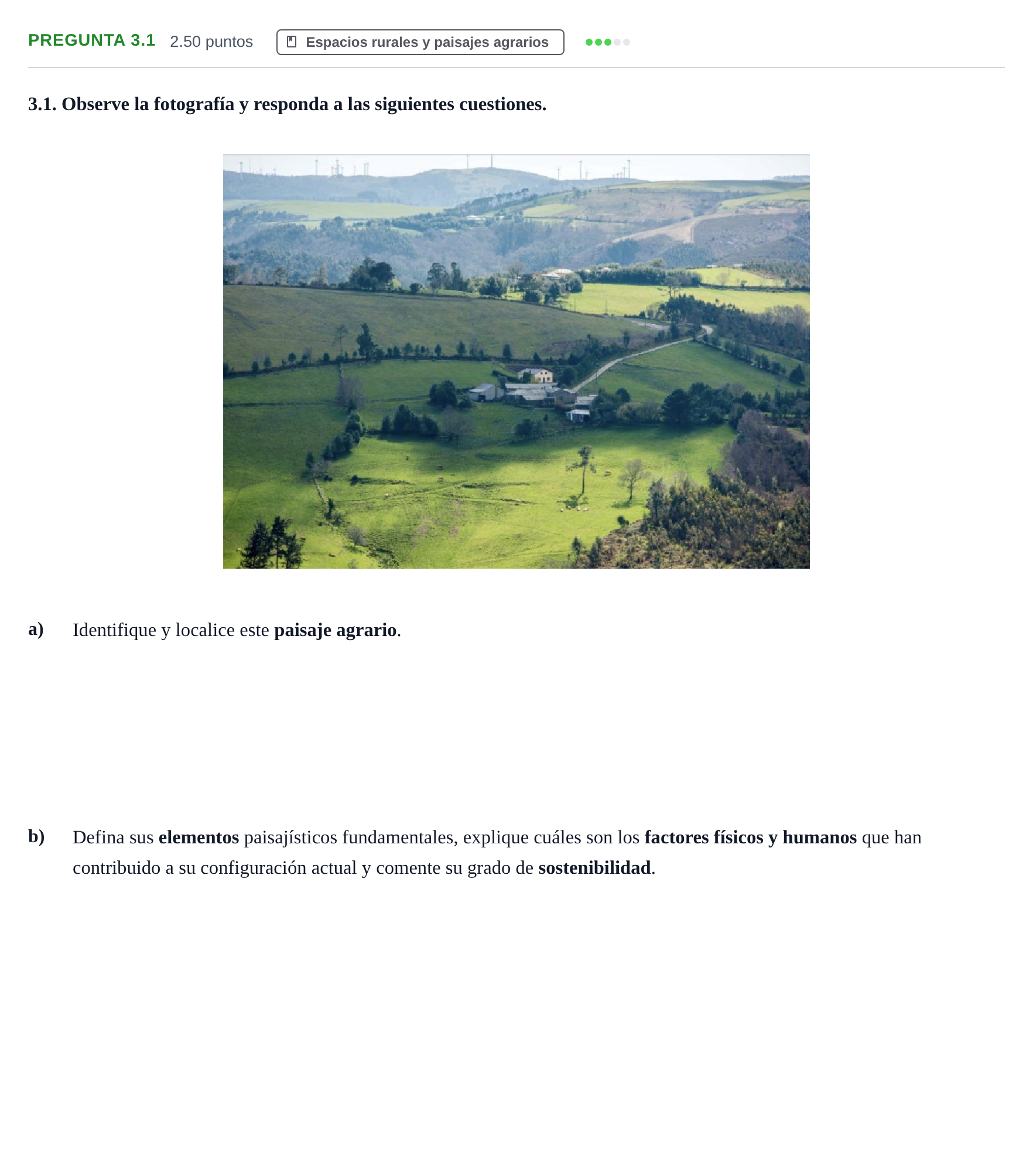 Enunciado: Pregunta 3.1 · Geografía PAU Extremadura Extraordinaria 2025