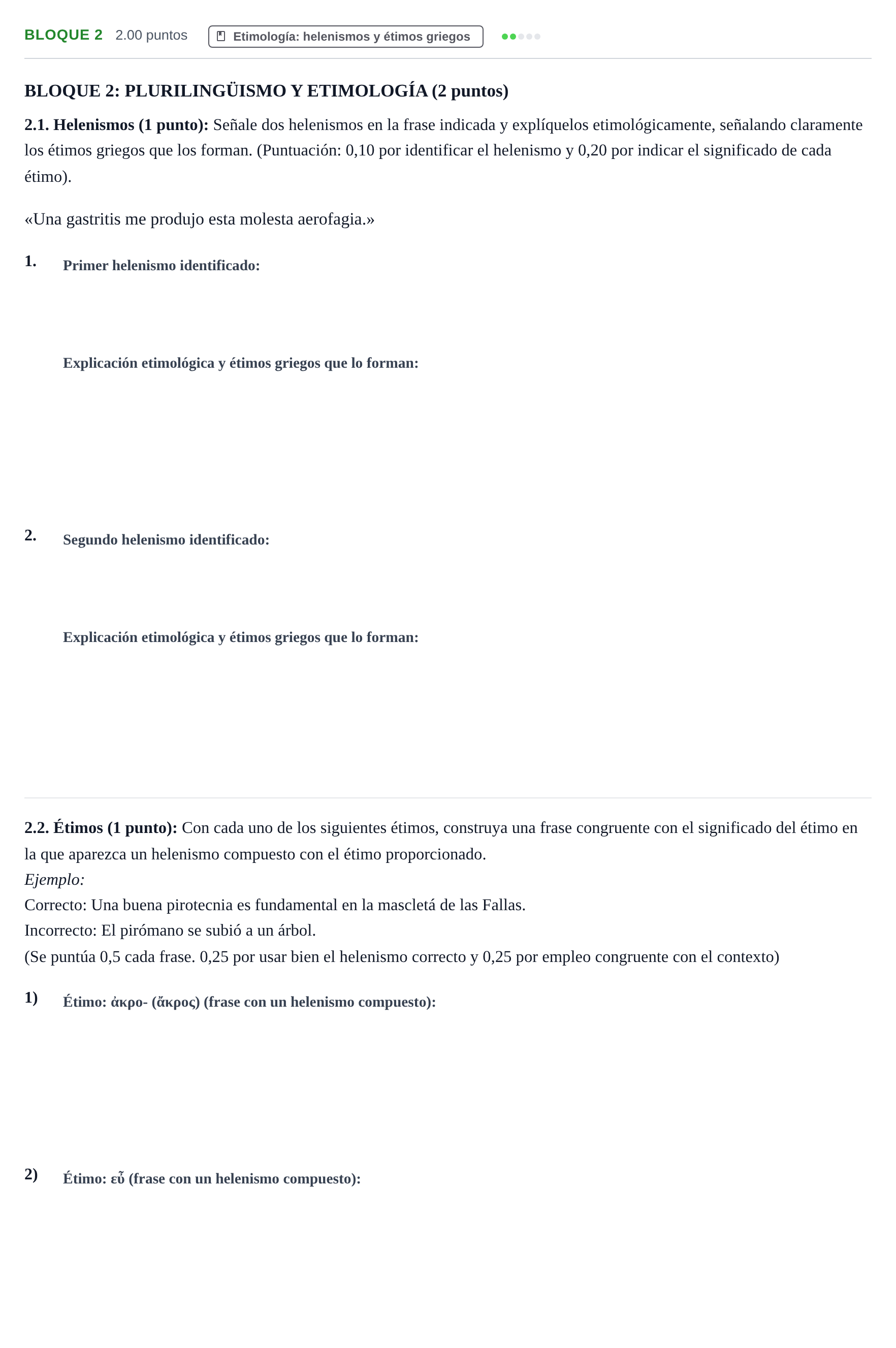 Enunciado: Bloque 2 · Griego II PAU Extremadura Extraordinaria 2025