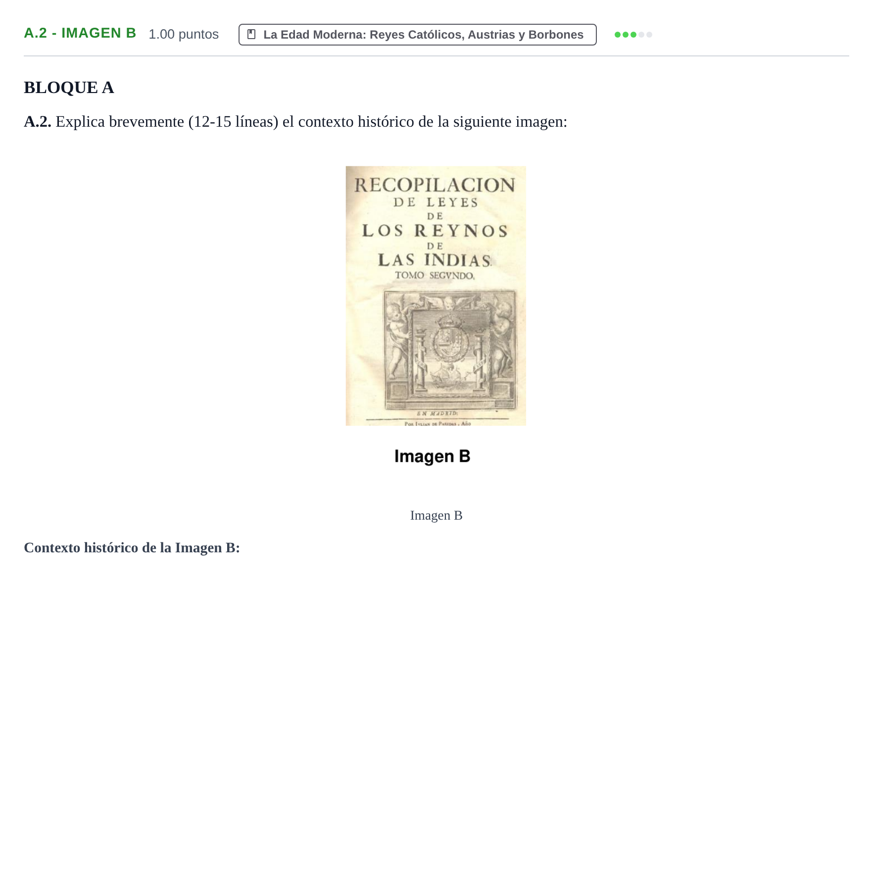 Enunciado: Ejercicio A.2 - Imagen B · Historia de España PAU Extremadura Extraordinaria 2025