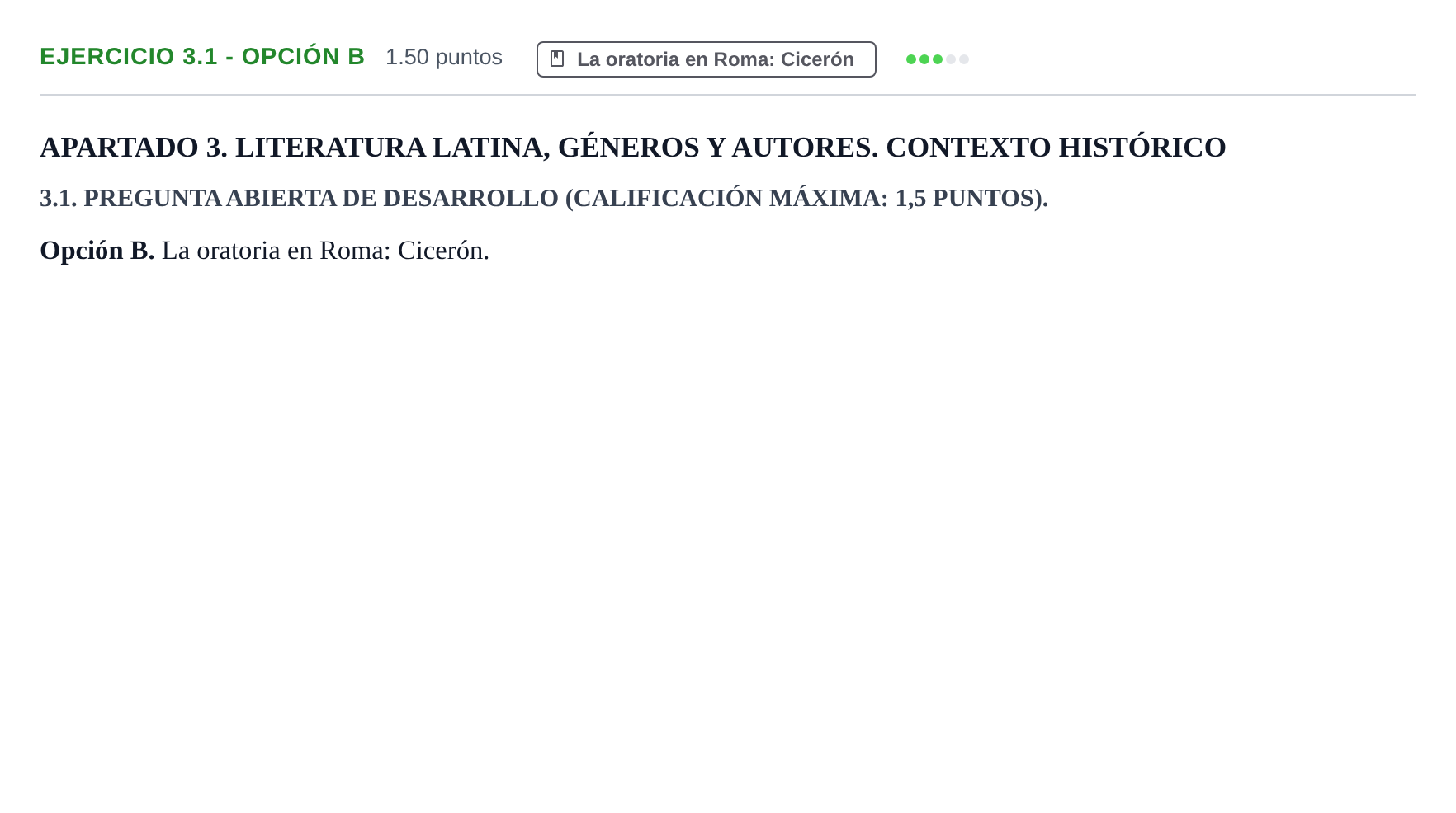Enunciado: Ejercicio 3.1 - Opción B · Latín II PAU Extremadura Extraordinaria 2025