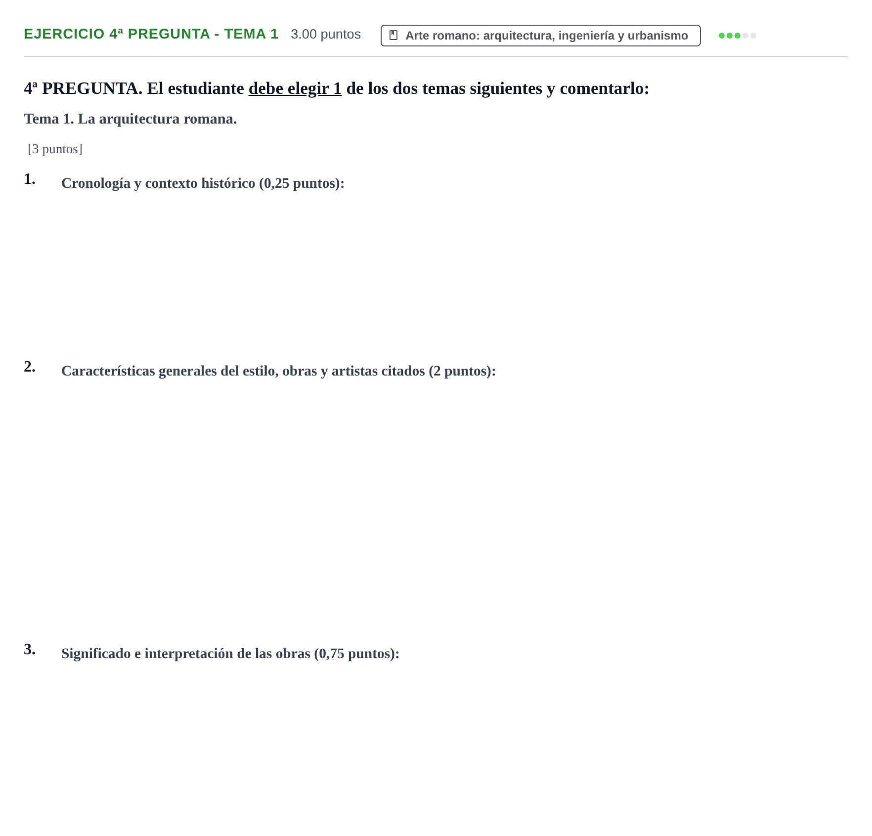 Enunciado: Ejercicio 4ª Pregunta - Tema 1 · Historia del Arte PAU Extremadura Extraordinaria 2025