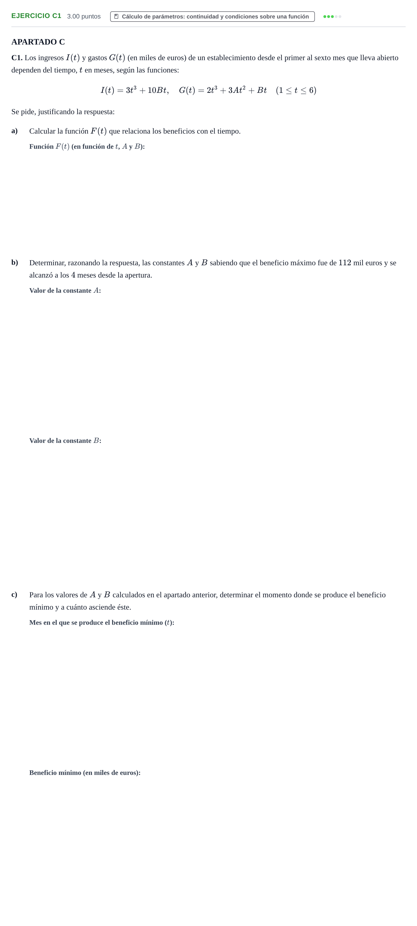 Enunciado: Ejercicio C1 · Matemáticas aplicadas a las Ciencias Sociales II PAU Extremadura Extraordinaria 2025