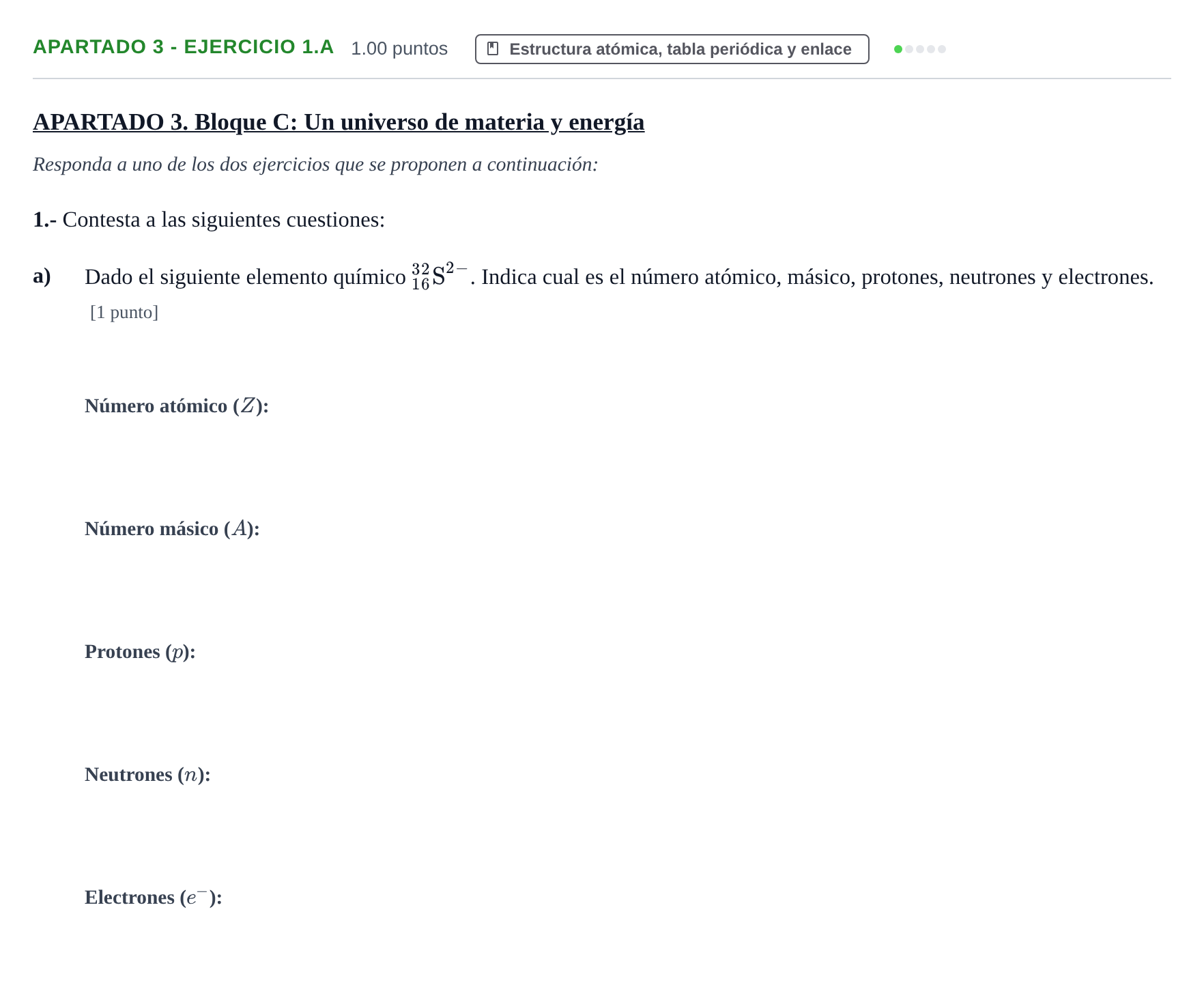 Enunciado: Apartado 3 - Ejercicio 1.a · Ciencias Generales PAU Extremadura Ordinaria 2025