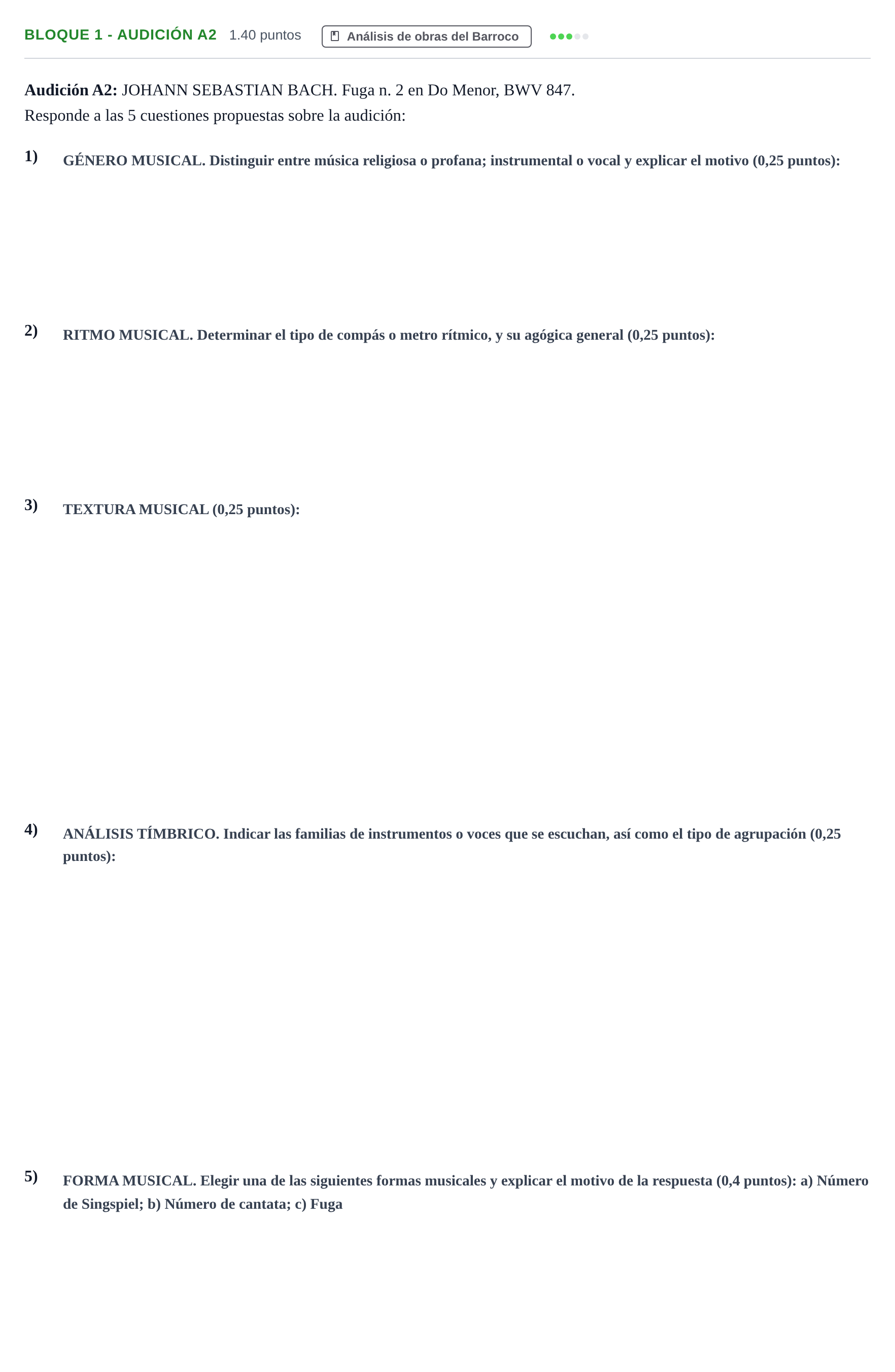 Enunciado: Bloque 1 - Audición A2 · Análisis Musical II PAU Extremadura Extraordinaria 2025