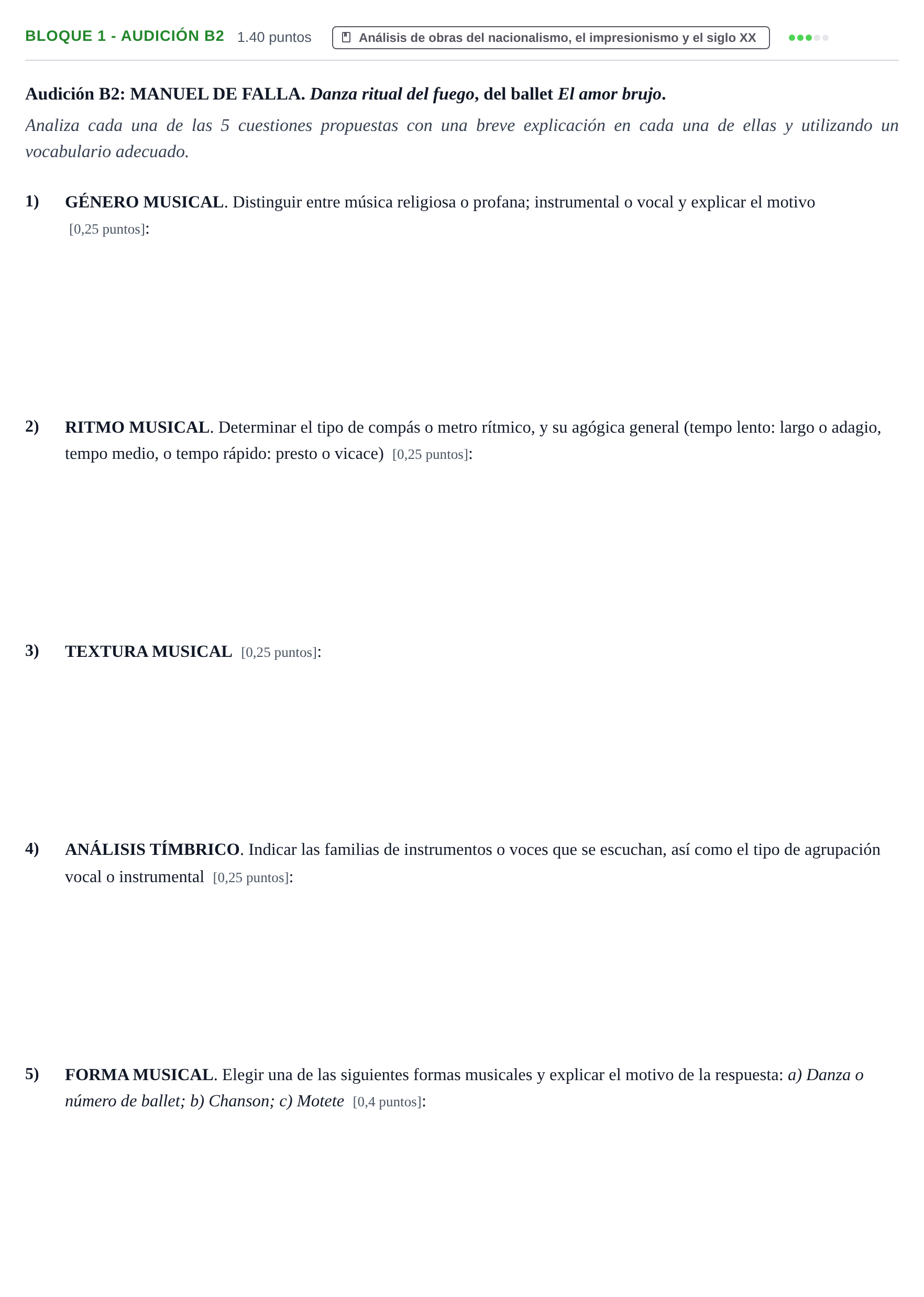 Enunciado: Bloque 1 - Audición B2 · Análisis Musical II PAU Extremadura Extraordinaria 2025