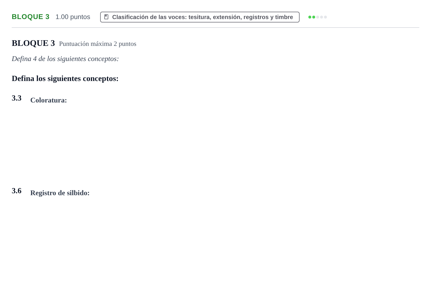 Enunciado: Bloque 3 - Clasificación de las voces · Coro y Técnica Vocal PAU Extremadura Ordinaria 2025