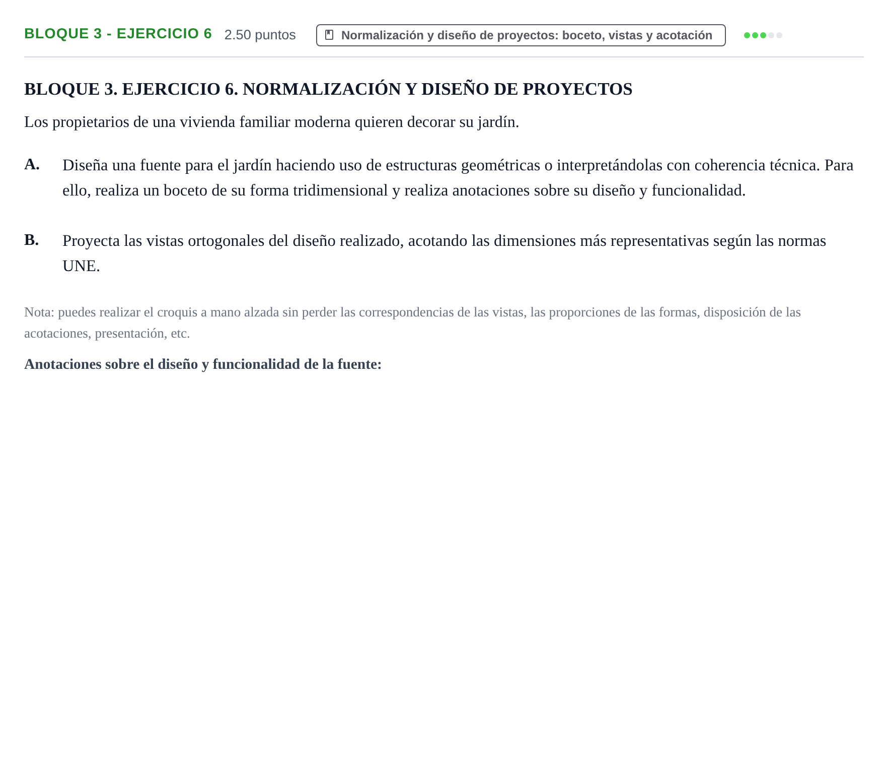 Enunciado: Bloque 3 - Ejercicio 6 · Dibujo Técnico Aplicado a las Artes Plásticas y al Diseño PAU Extremadura Ordinaria 2025