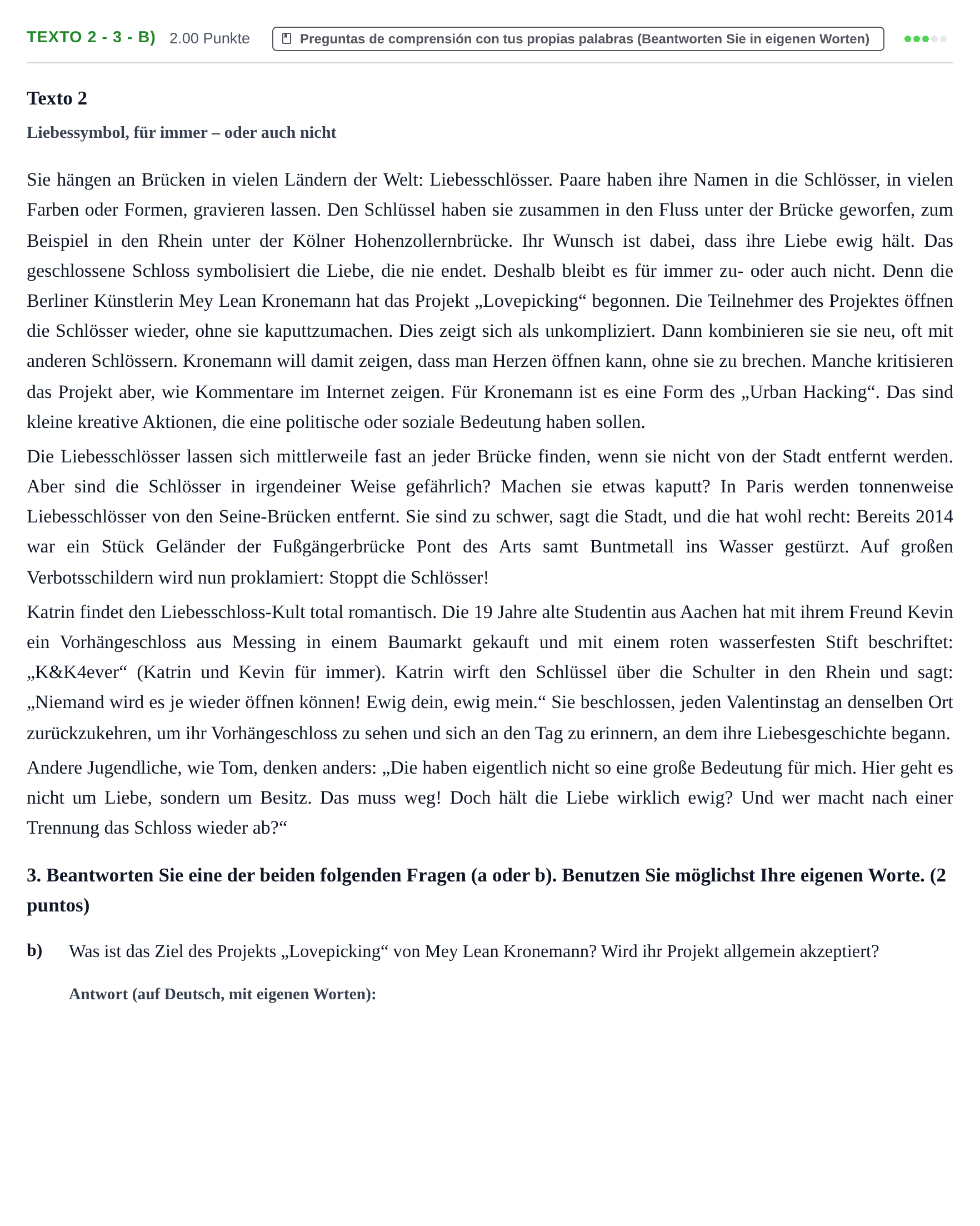Enunciado: Ejercicio Texto 2 - 3 - b) · Alemán PAU Asturias Ordinaria (2ª lengua extranjera) 2024