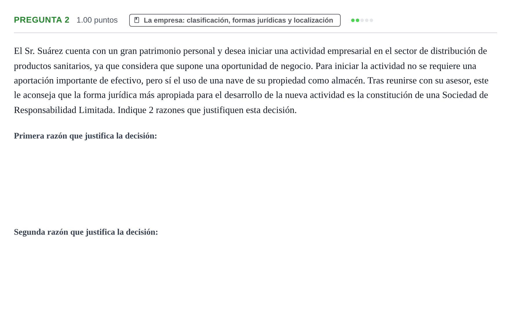 Enunciado: Pregunta 2 · Empresa y Diseño de Modelos de Negocio PAU Asturias Extraordinaria 2024