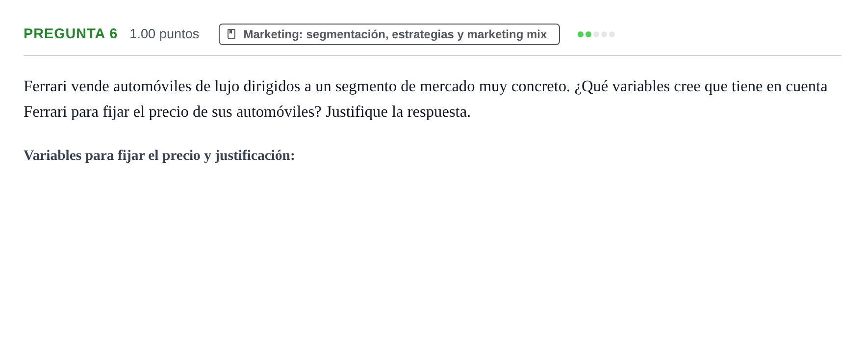 Enunciado: Pregunta 6 · Empresa y Diseño de Modelos de Negocio PAU Asturias Extraordinaria 2024
