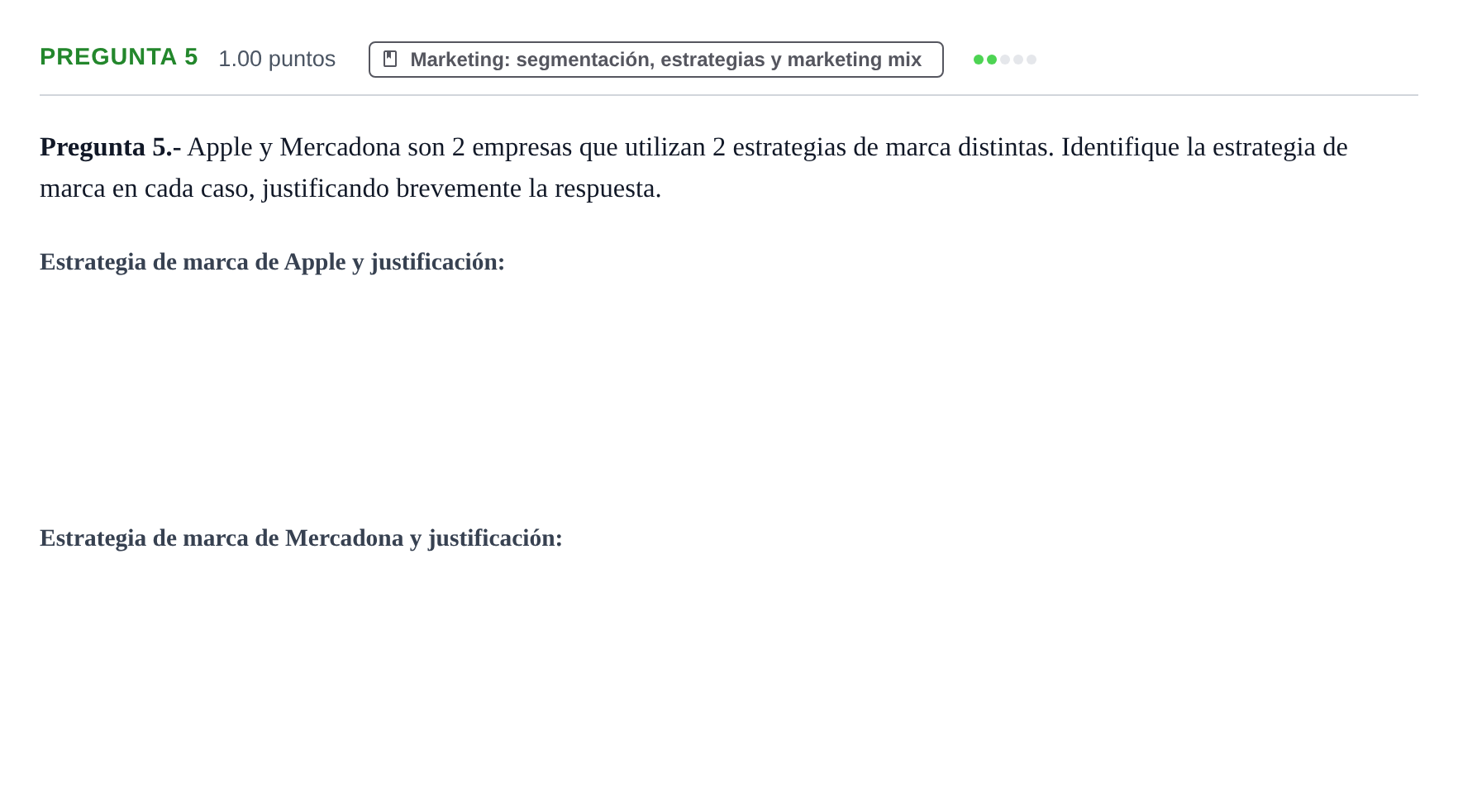 Enunciado: Pregunta 5 · Empresa y Diseño de Modelos de Negocio PAU Asturias Ordinaria 2024
