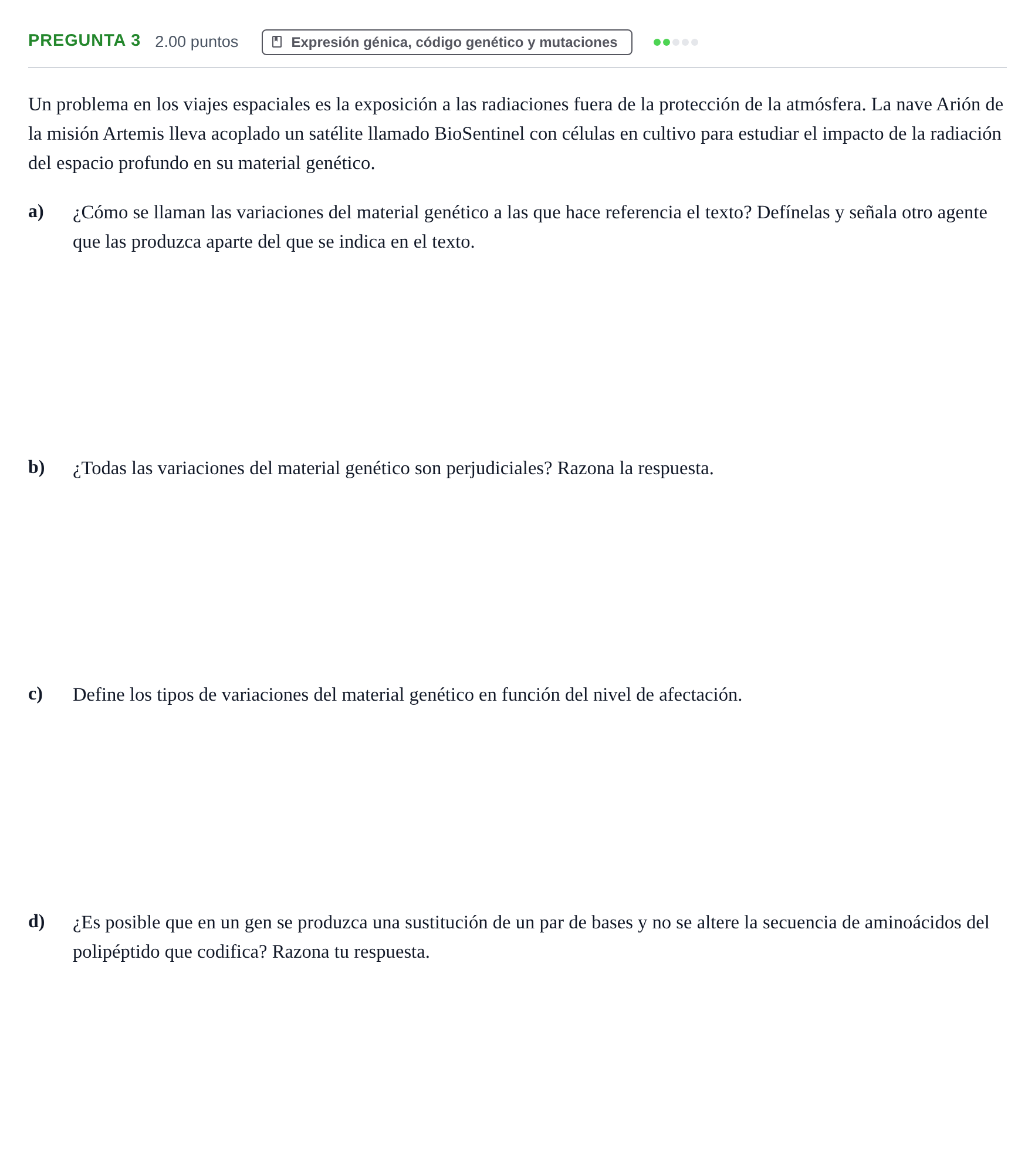 Enunciado: Pregunta 3 · Biología PAU Asturias Extraordinaria 2024
