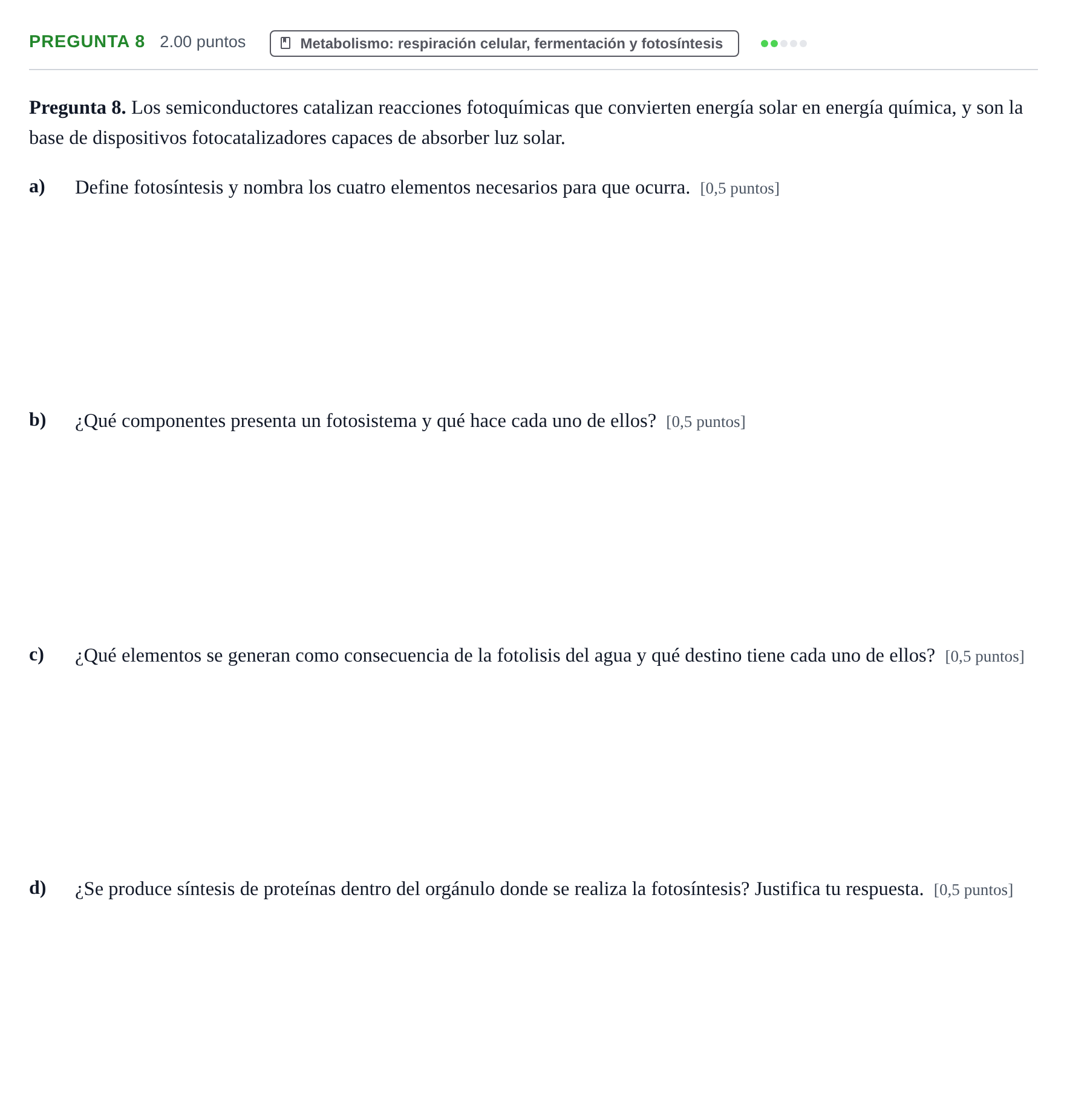 Enunciado: Pregunta 8 · Biología PAU Asturias Extraordinaria 2024