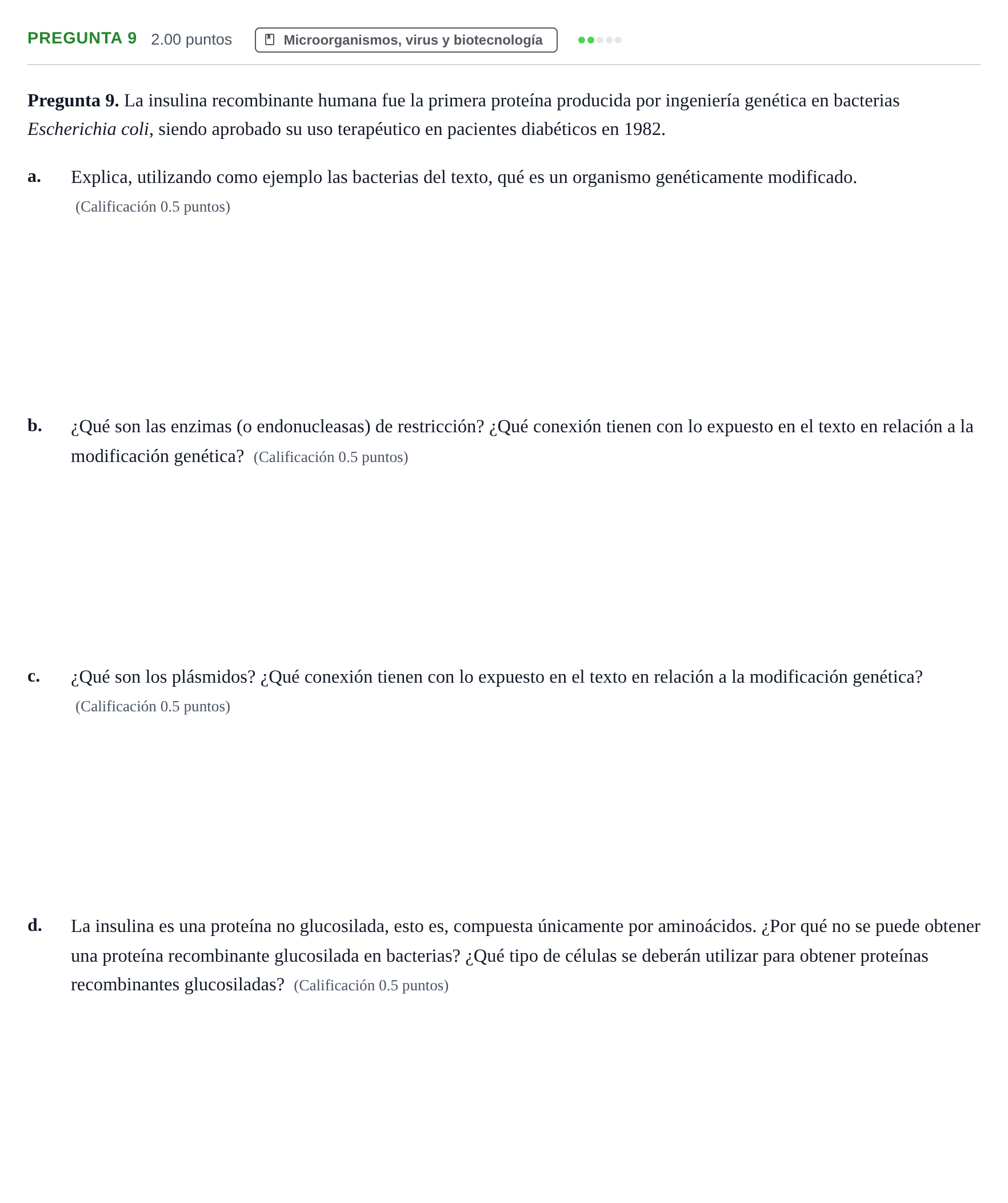 Enunciado: Pregunta 9 · Biología PAU Asturias Extraordinaria 2024
