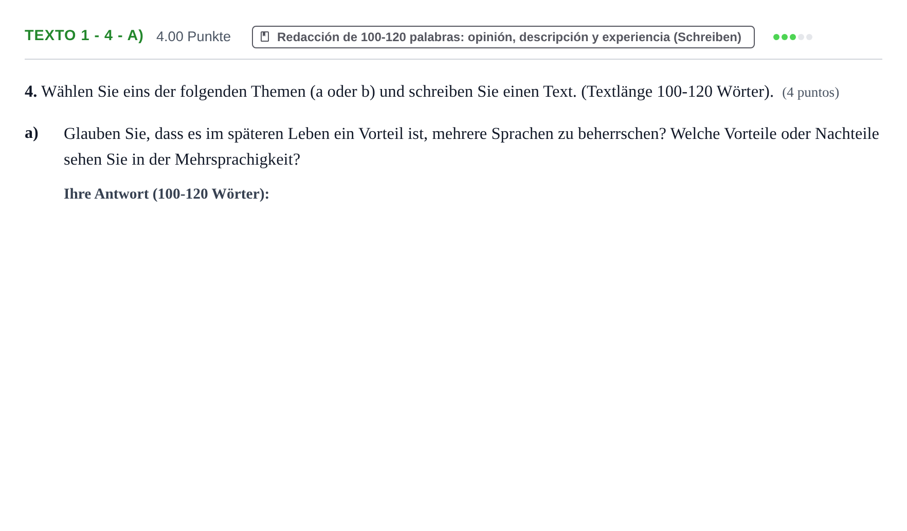 Enunciado: Ejercicio Texto 1 - 4 - a) · Alemán PAU Asturias Ordinaria 2024