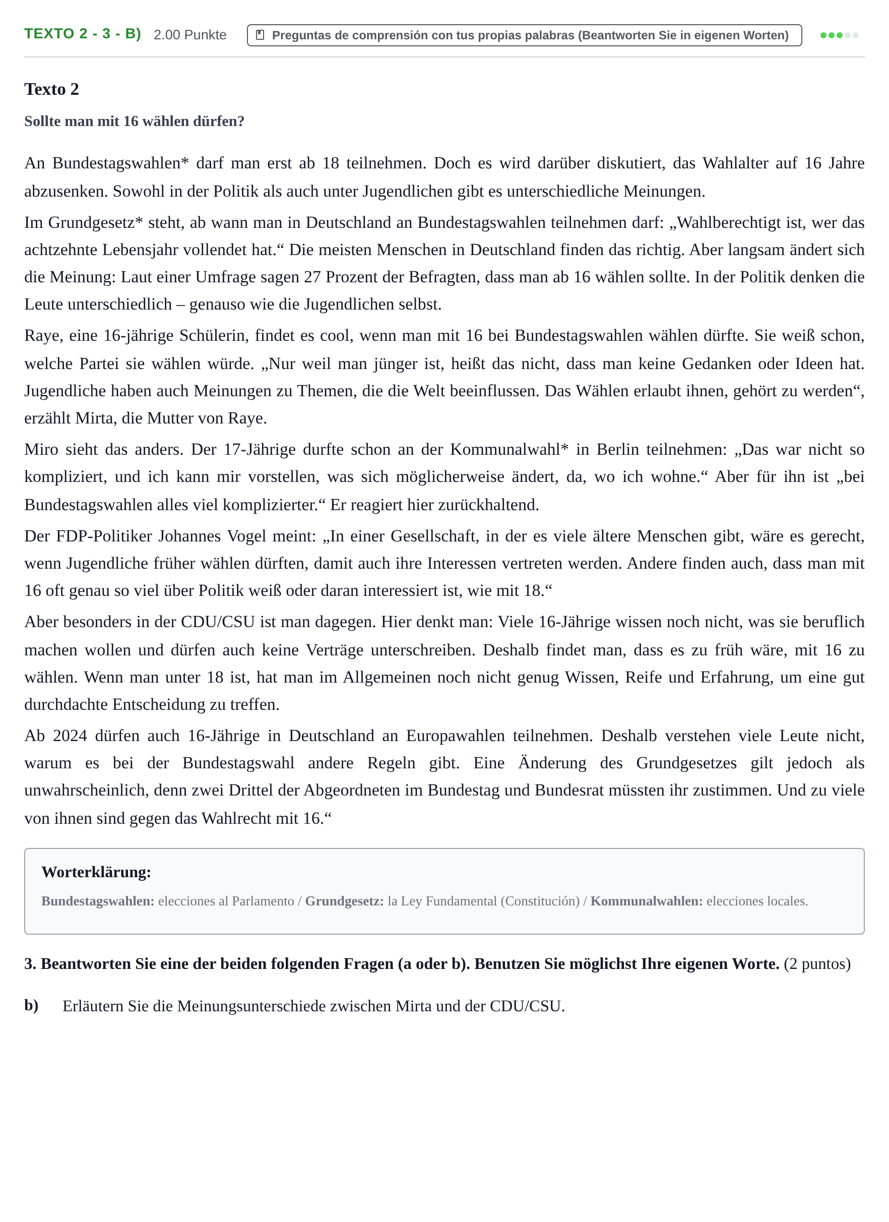 Enunciado: Ejercicio Texto 2 - 3 - b) · Alemán PAU Asturias Ordinaria 2024