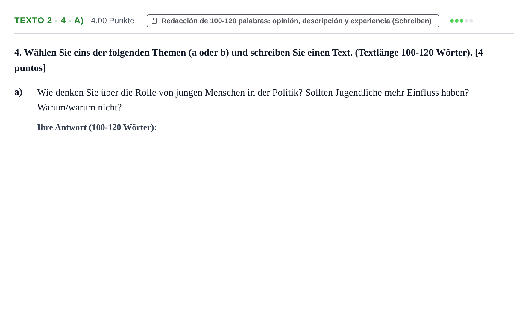 Enunciado: Ejercicio Texto 2 - 4 - a) · Alemán PAU Asturias Ordinaria 2024