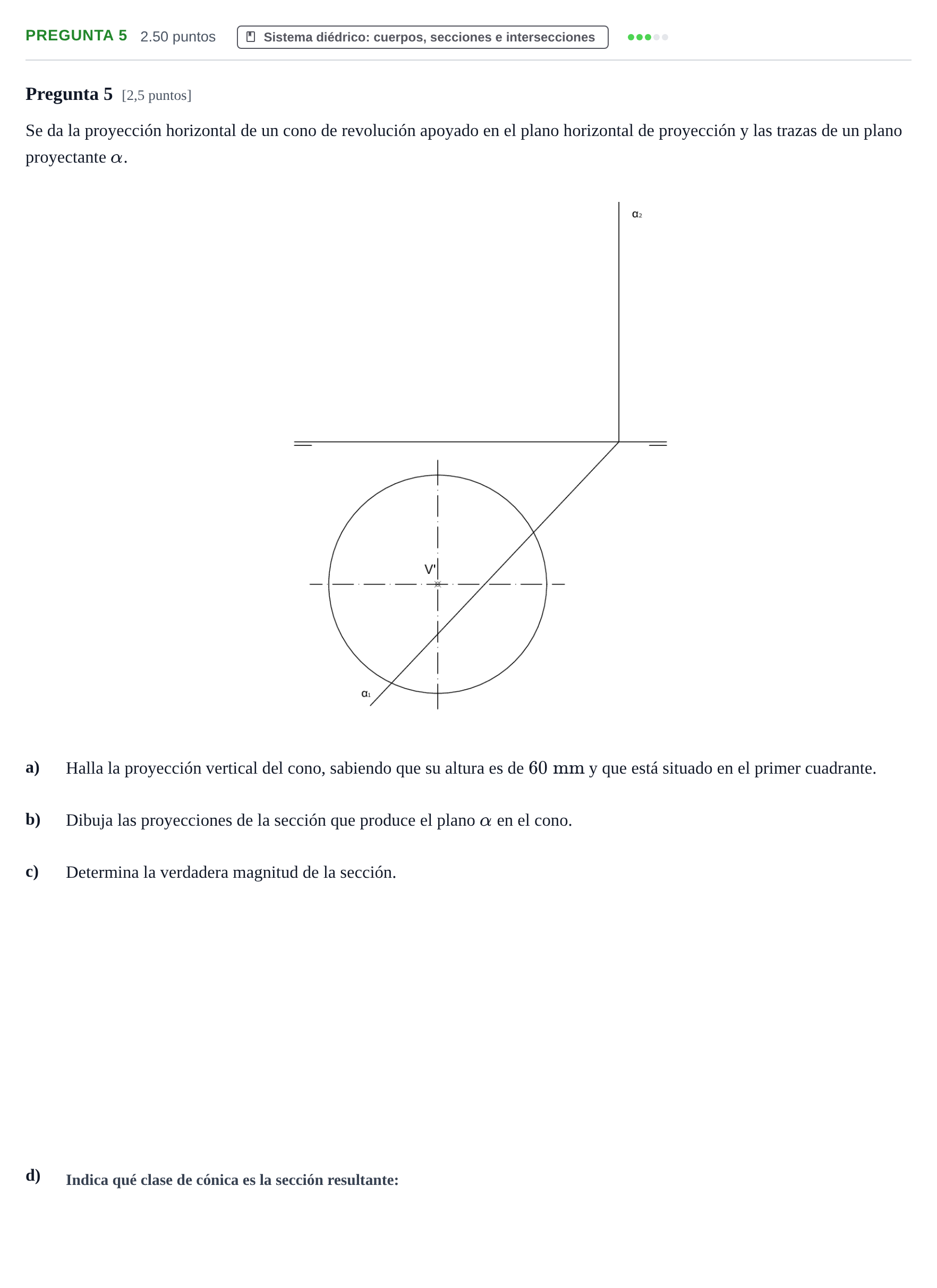 Enunciado: Pregunta 5 · Dibujo técnico II PAU Asturias Extraordinaria 2024