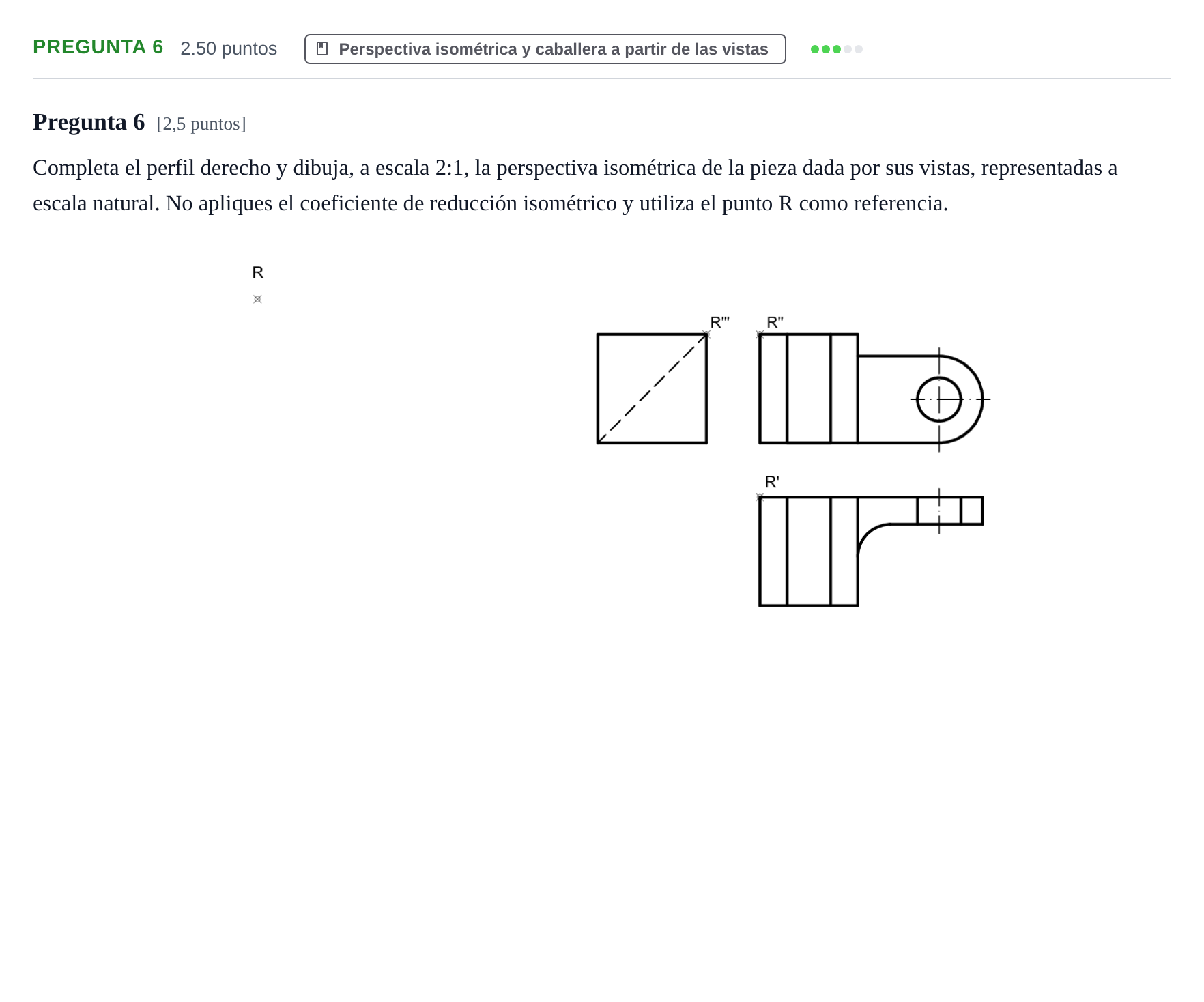 Enunciado: Pregunta 6 · Dibujo técnico II PAU Asturias Extraordinaria 2024