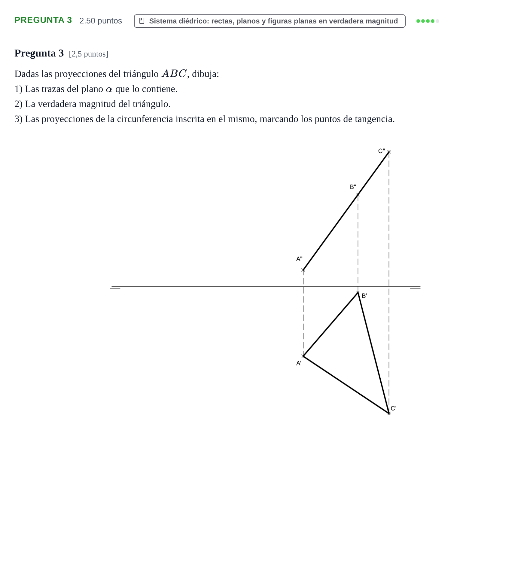 Enunciado: Pregunta 3 · Dibujo técnico II PAU Asturias Ordinaria 2024